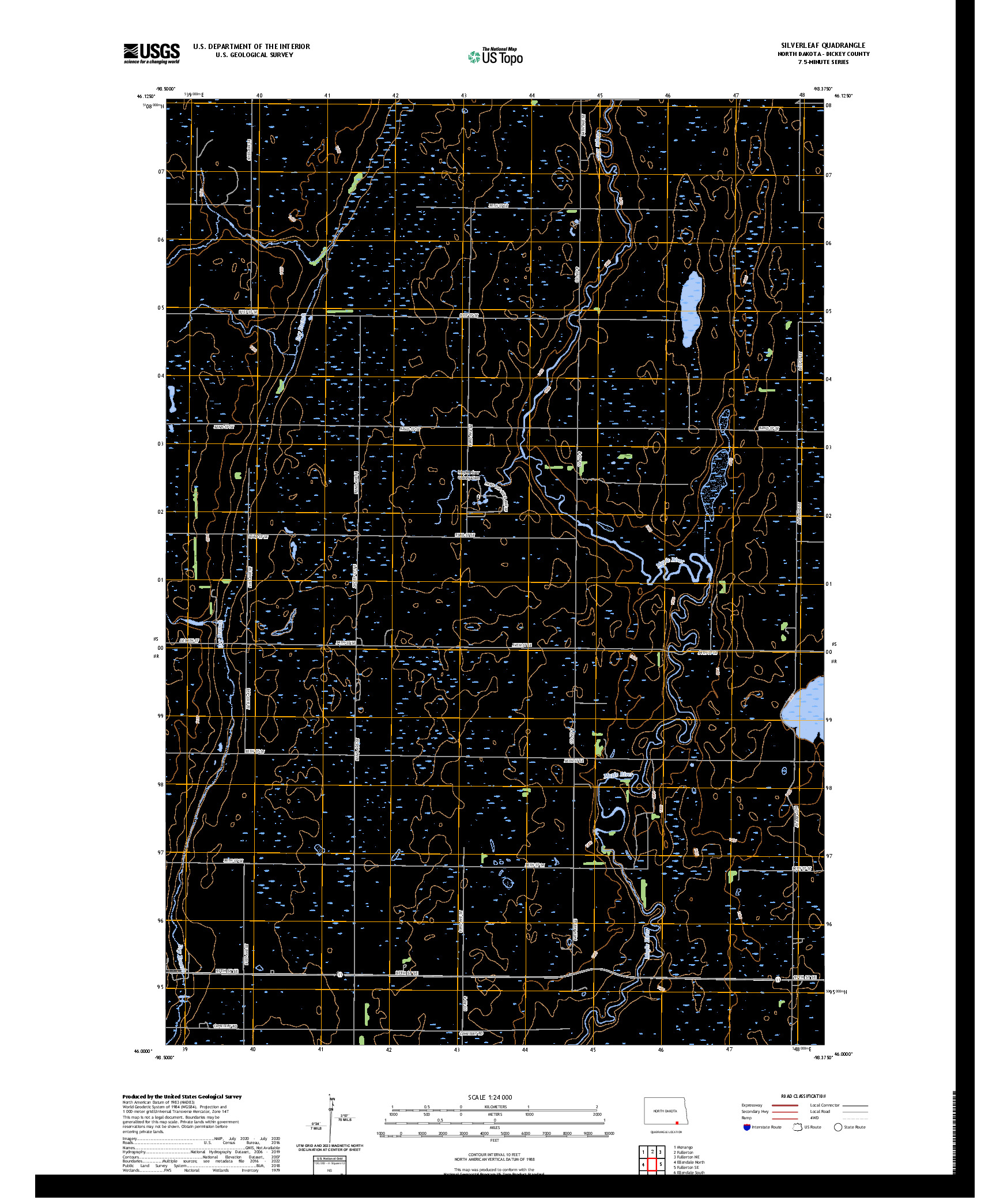 US TOPO 7.5-MINUTE MAP FOR SILVERLEAF, ND