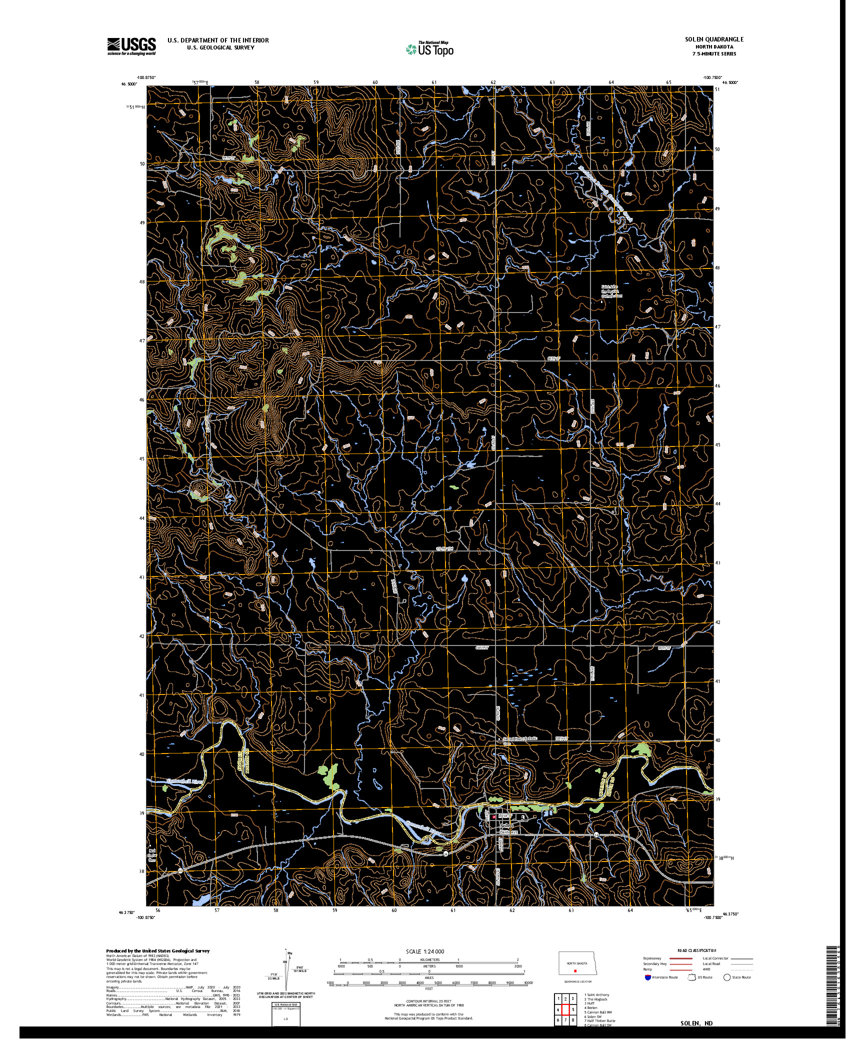 US TOPO 7.5-MINUTE MAP FOR SOLEN, ND