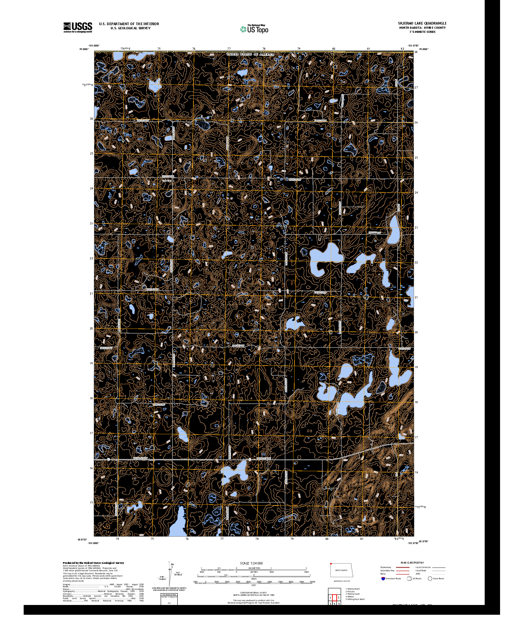 US TOPO 7.5-MINUTE MAP FOR SKJERMO LAKE, ND,SK
