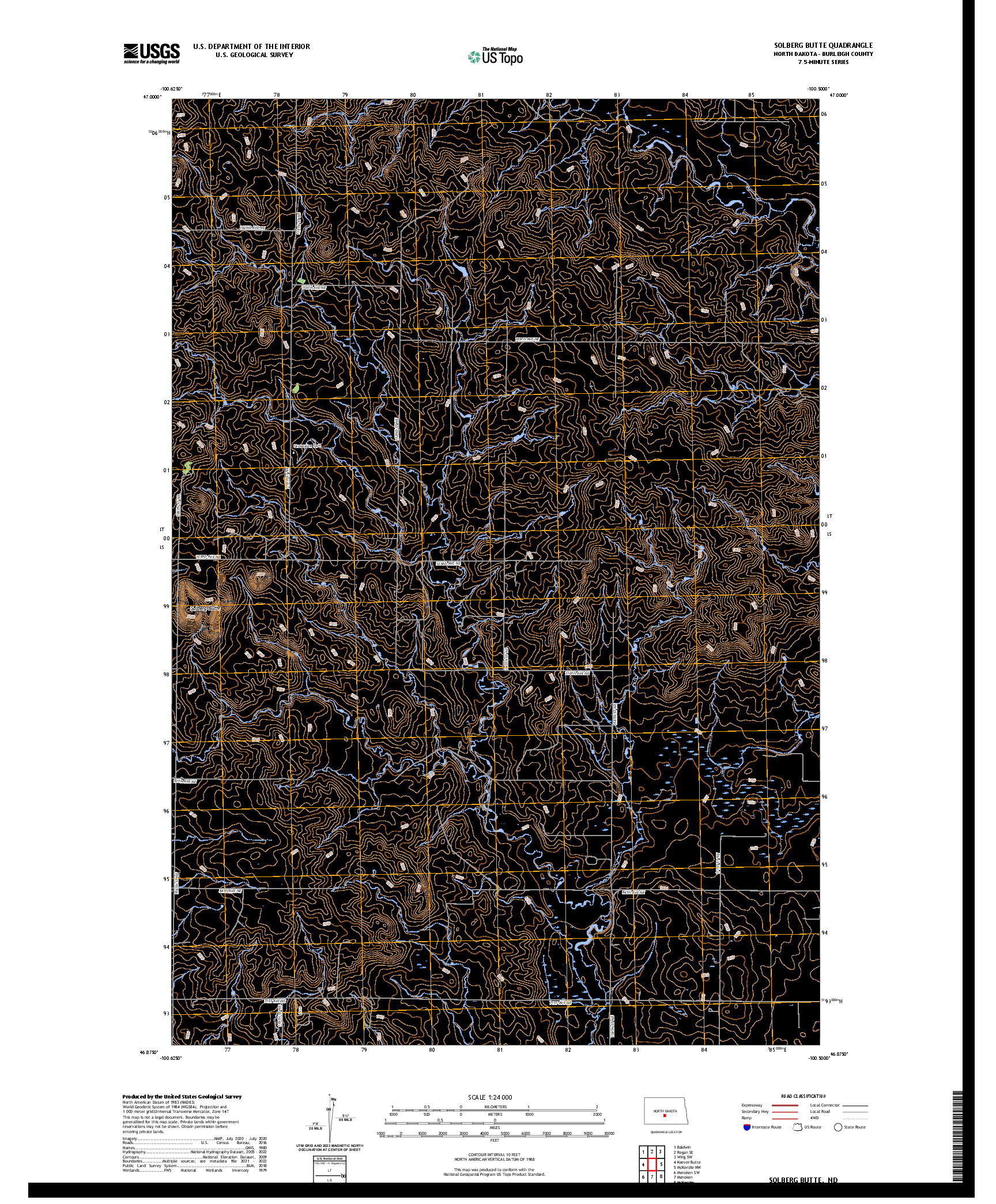 US TOPO 7.5-MINUTE MAP FOR SOLBERG BUTTE, ND