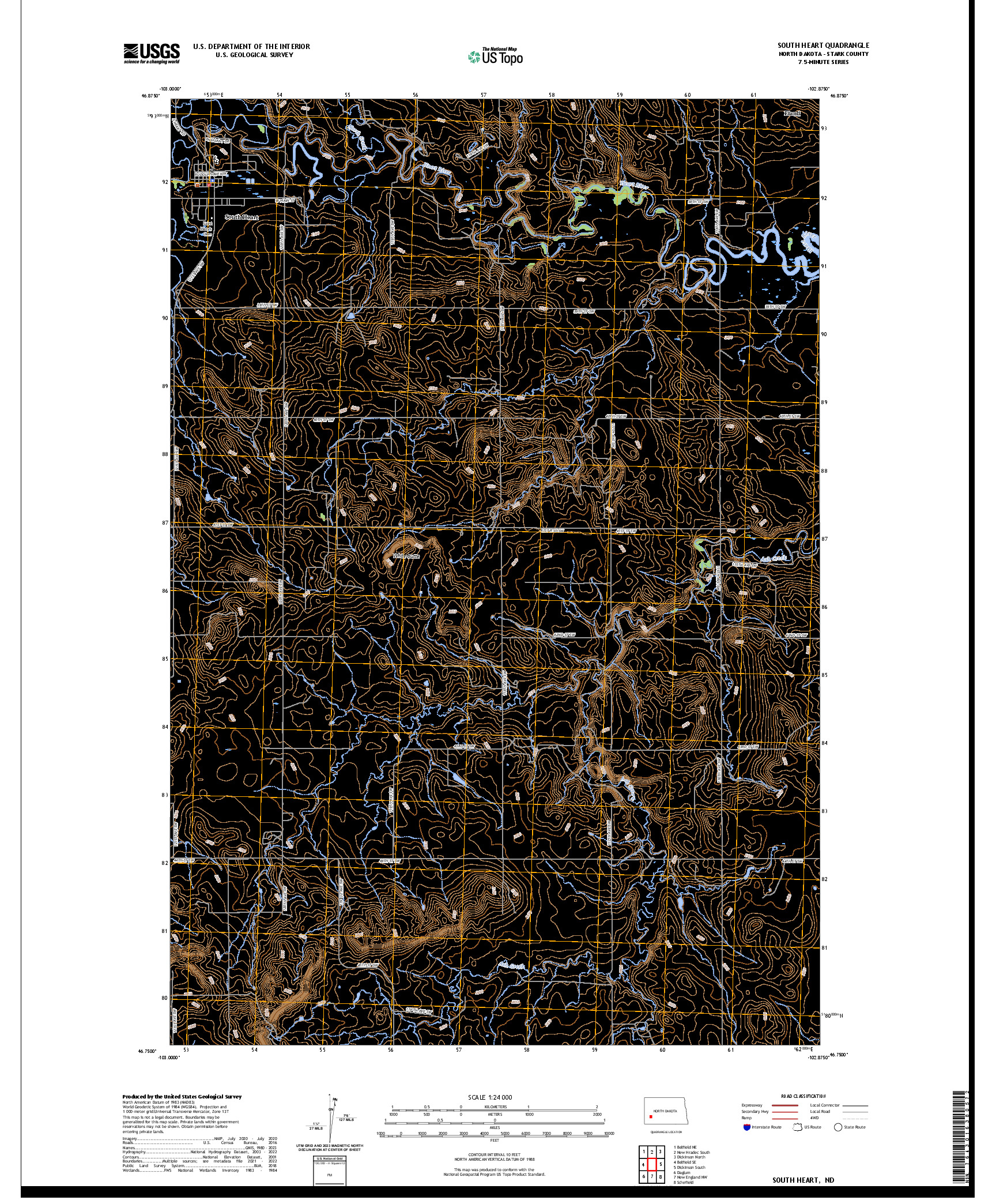 US TOPO 7.5-MINUTE MAP FOR SOUTH HEART, ND