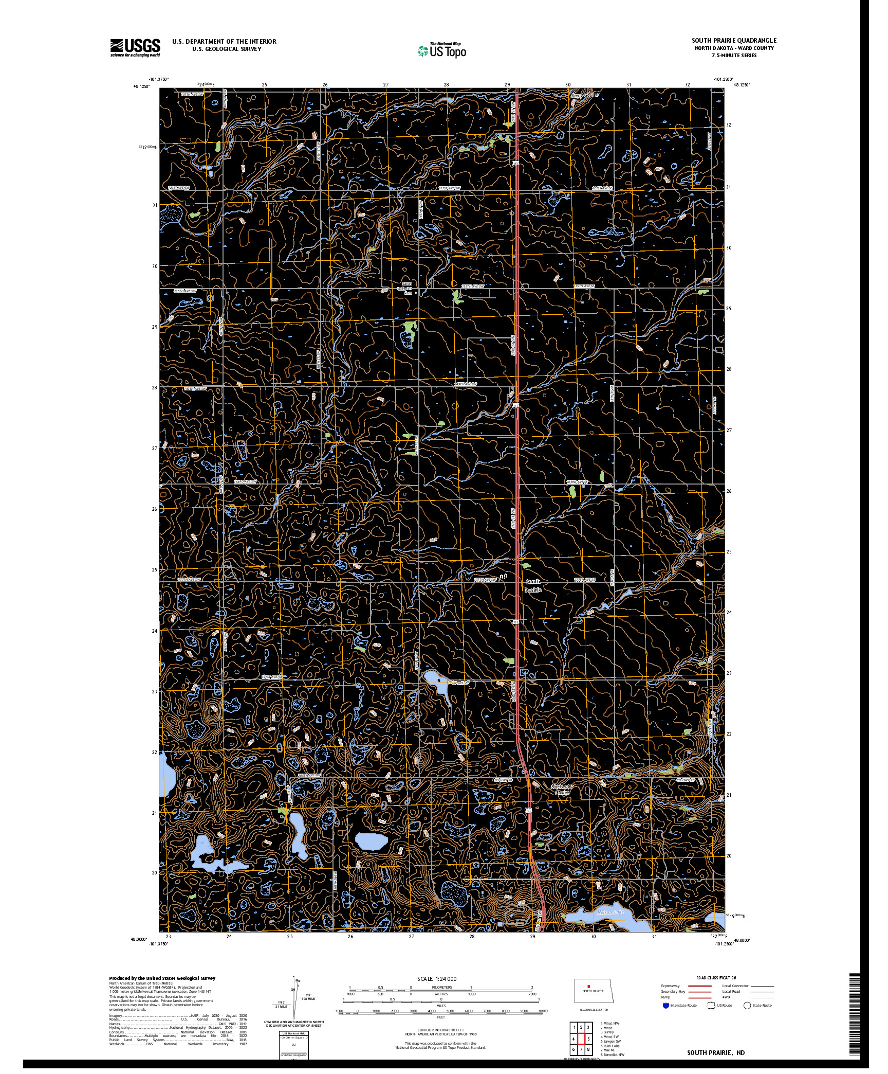 US TOPO 7.5-MINUTE MAP FOR SOUTH PRAIRIE, ND