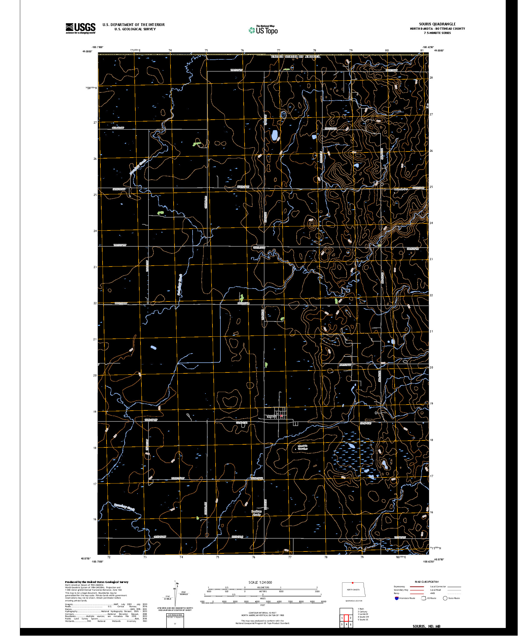 US TOPO 7.5-MINUTE MAP FOR SOURIS, ND,MB
