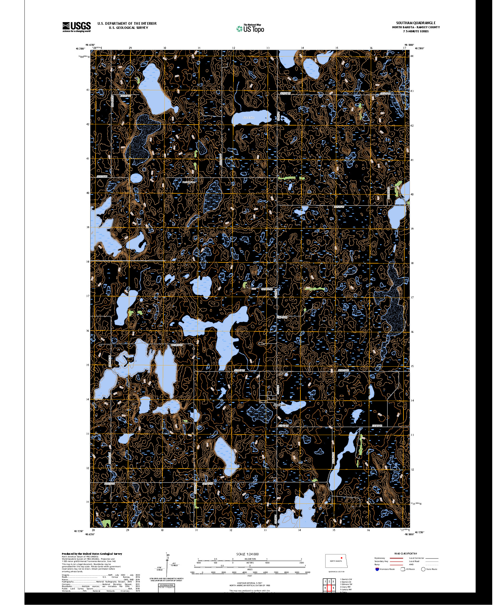 US TOPO 7.5-MINUTE MAP FOR SOUTHAM, ND