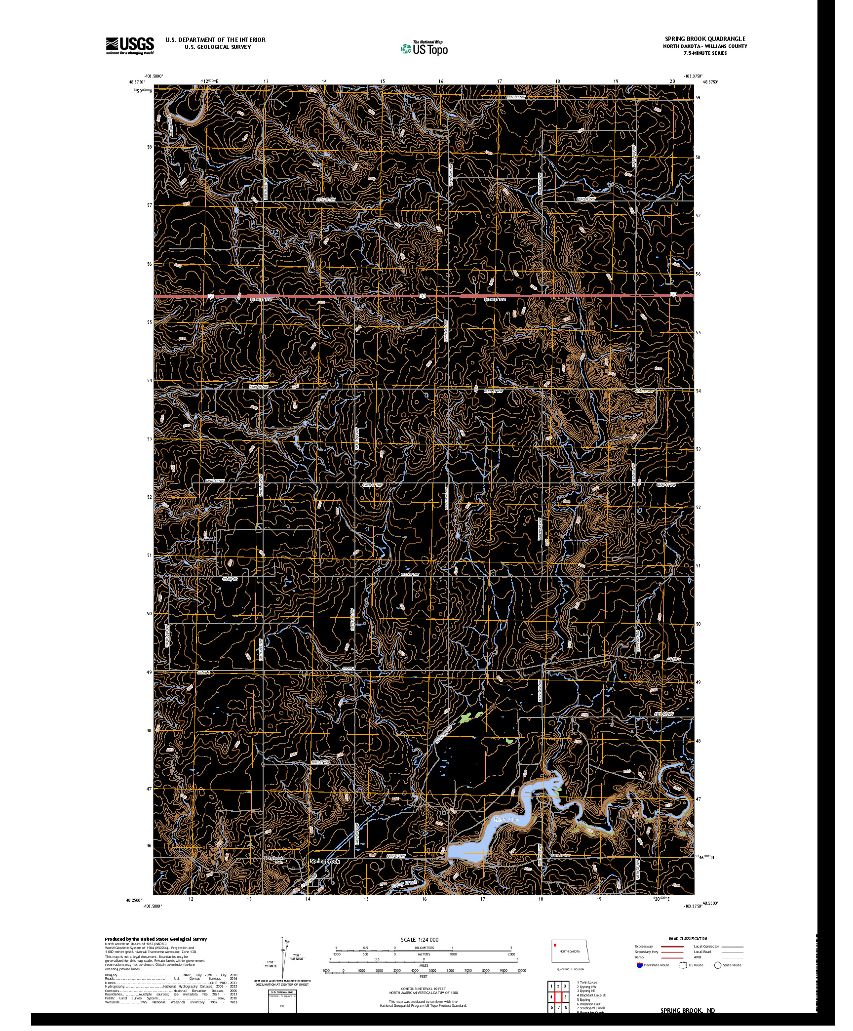 US TOPO 7.5-MINUTE MAP FOR SPRING BROOK, ND