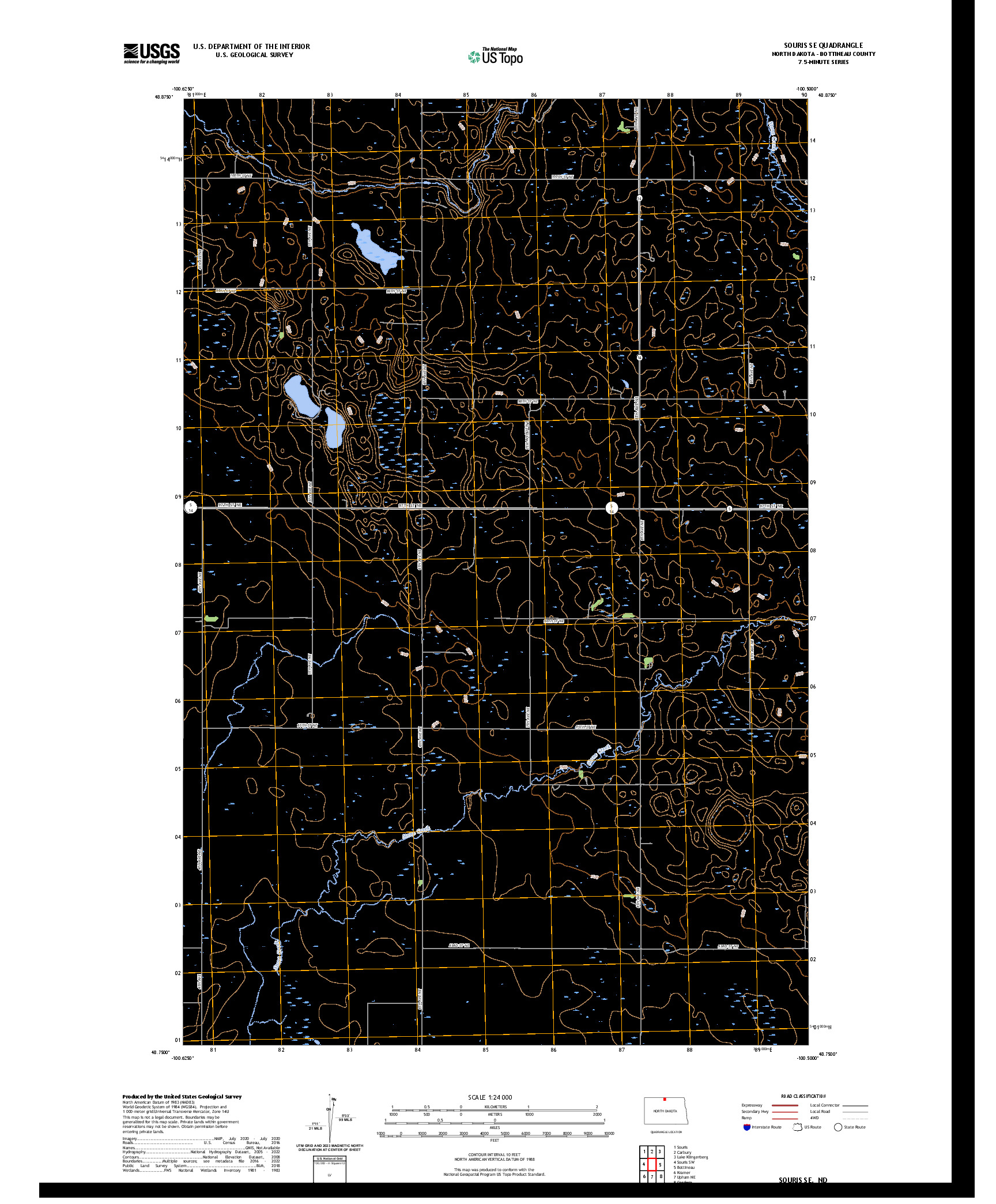 US TOPO 7.5-MINUTE MAP FOR SOURIS SE, ND