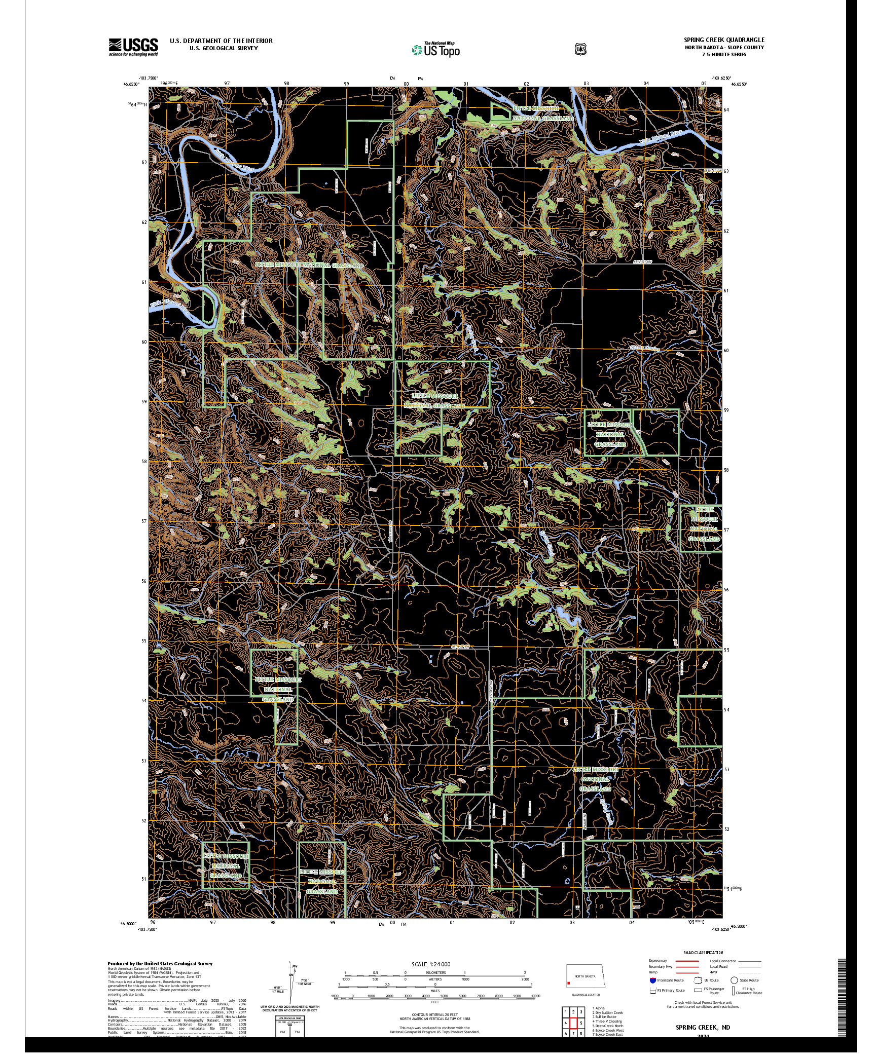 US TOPO 7.5-MINUTE MAP FOR SPRING CREEK, ND