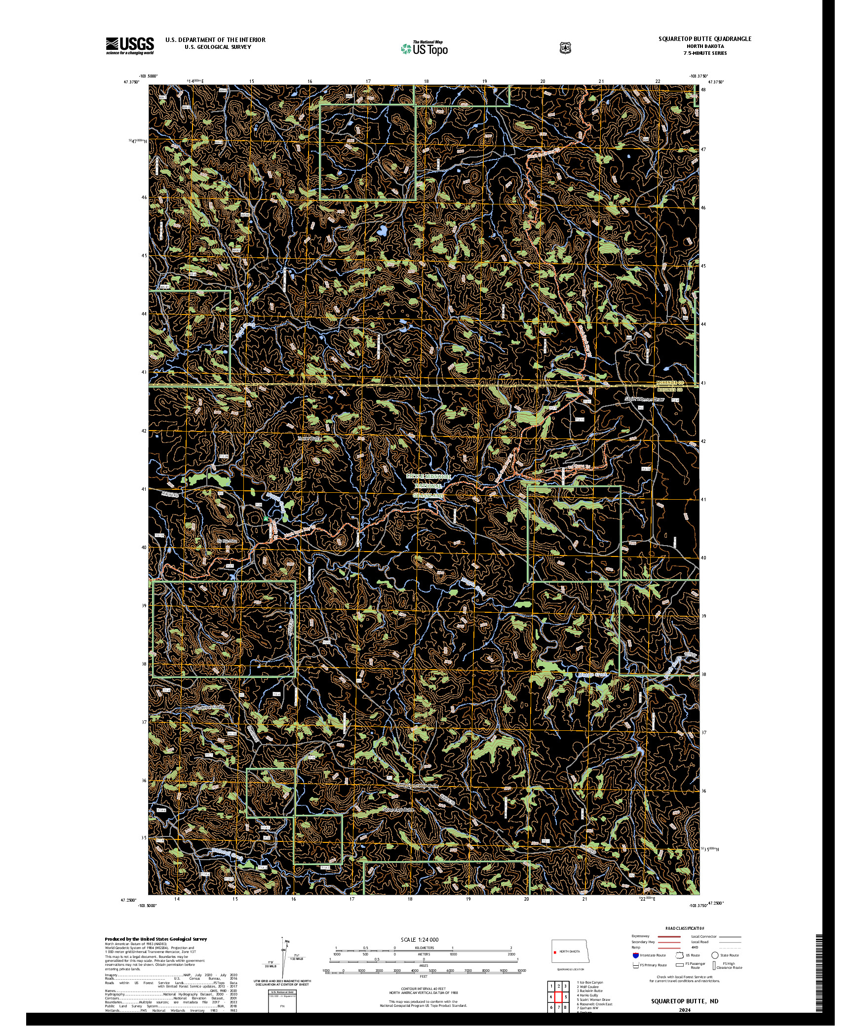 US TOPO 7.5-MINUTE MAP FOR SQUARETOP BUTTE, ND