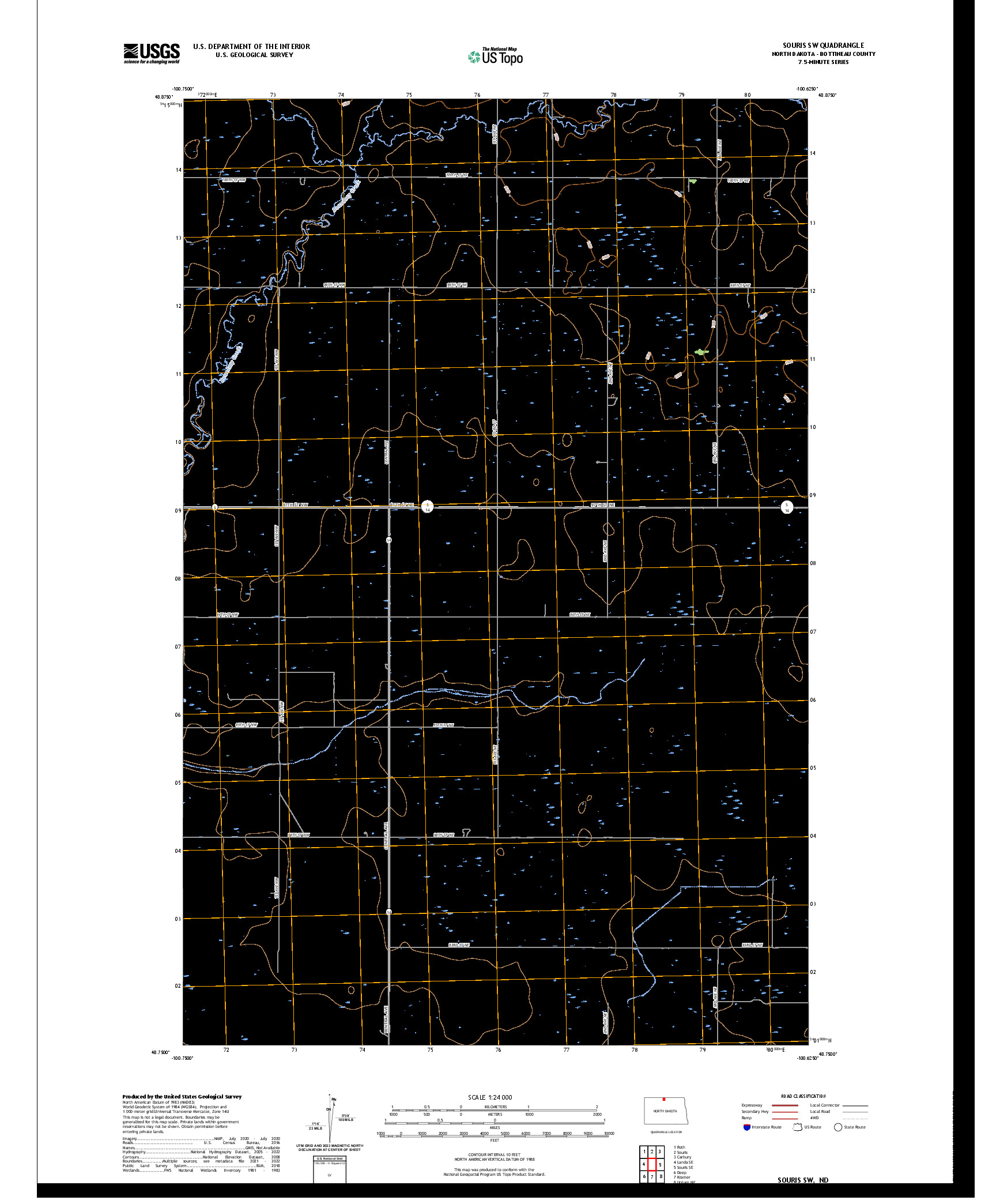 US TOPO 7.5-MINUTE MAP FOR SOURIS SW, ND