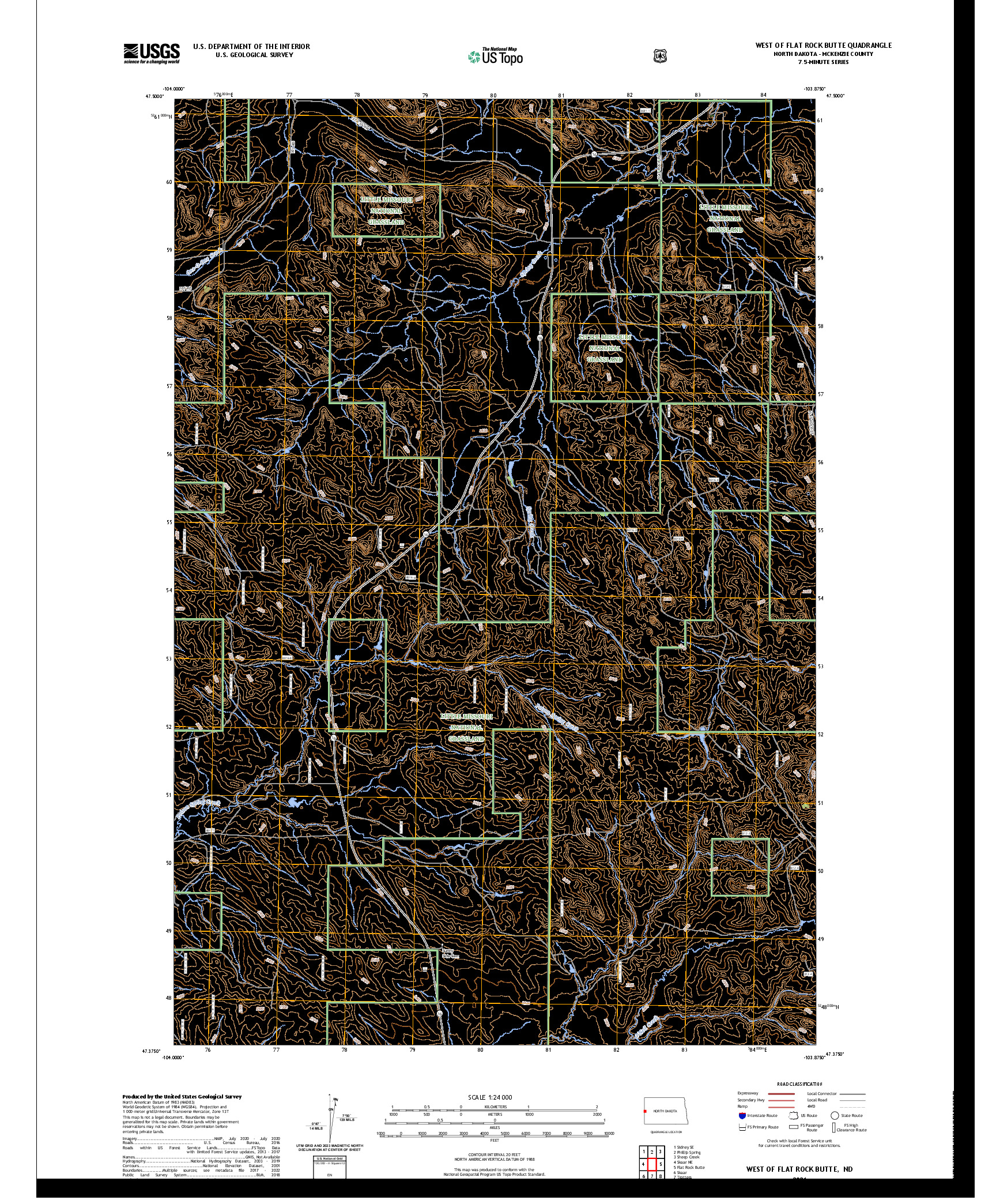 US TOPO 7.5-MINUTE MAP FOR WEST OF FLAT ROCK BUTTE, ND