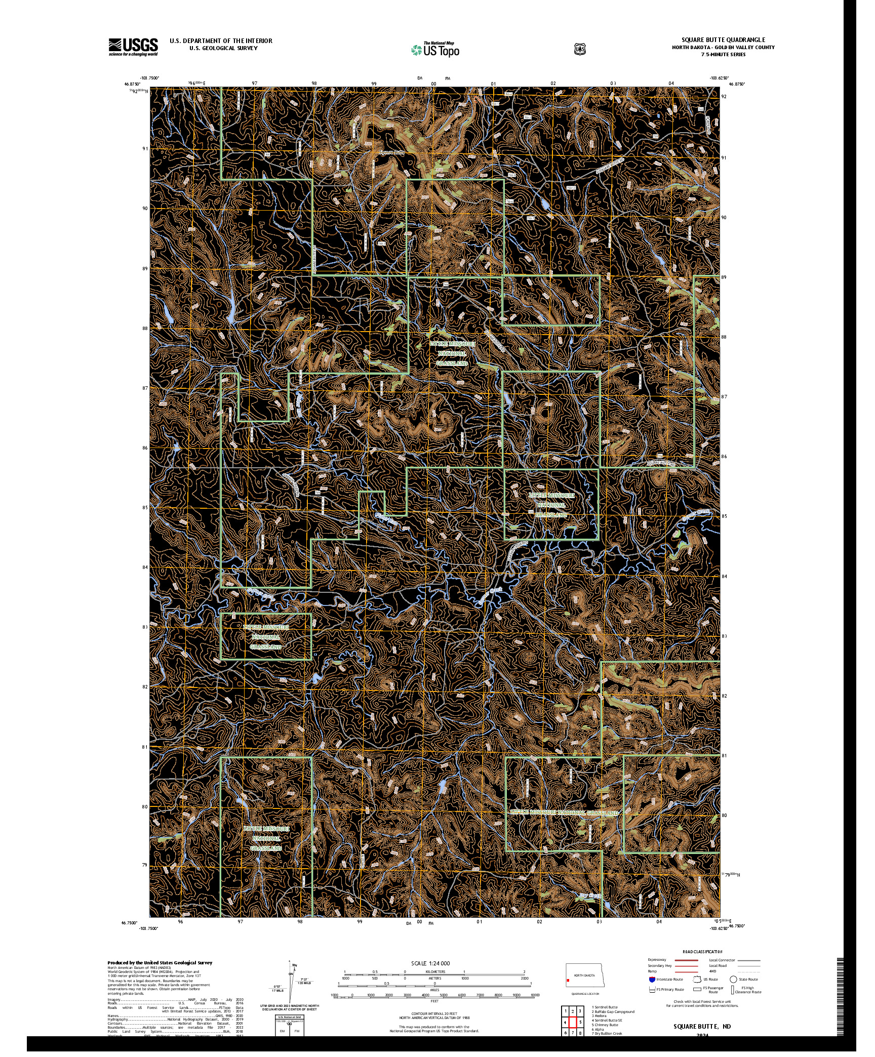 US TOPO 7.5-MINUTE MAP FOR SQUARE BUTTE, ND