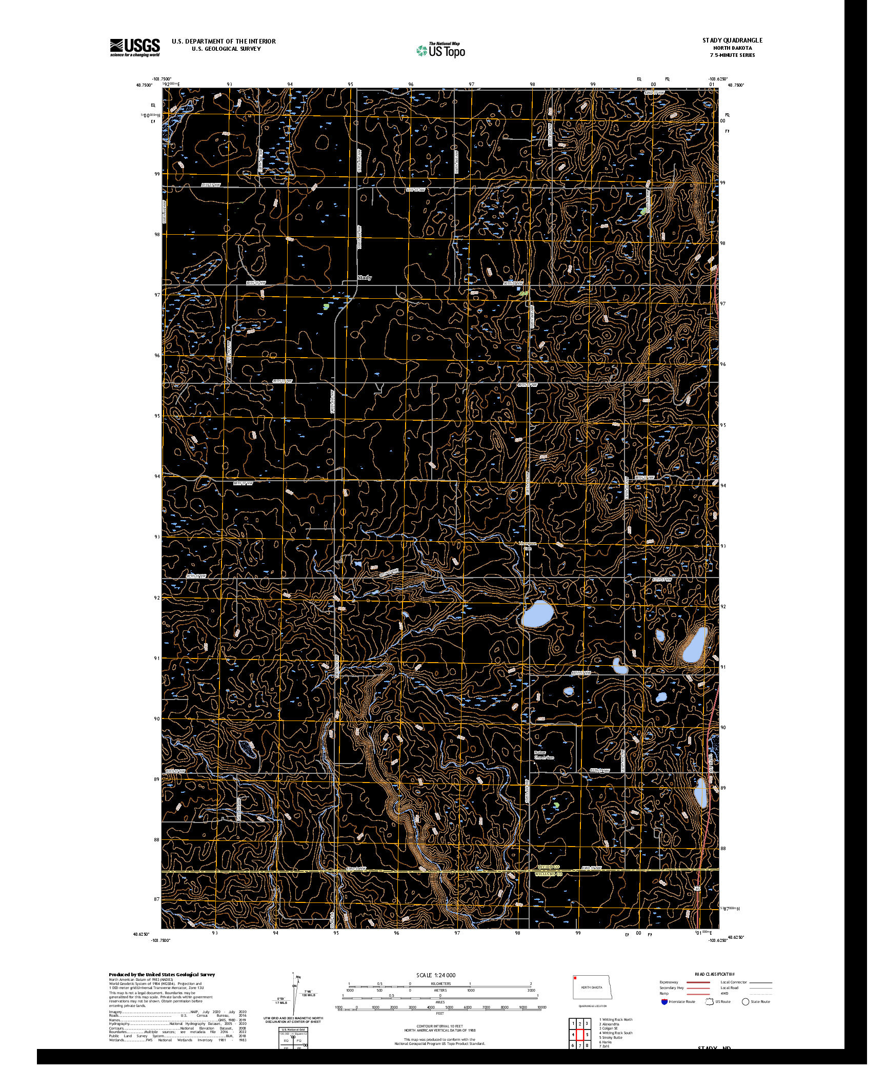 US TOPO 7.5-MINUTE MAP FOR STADY, ND