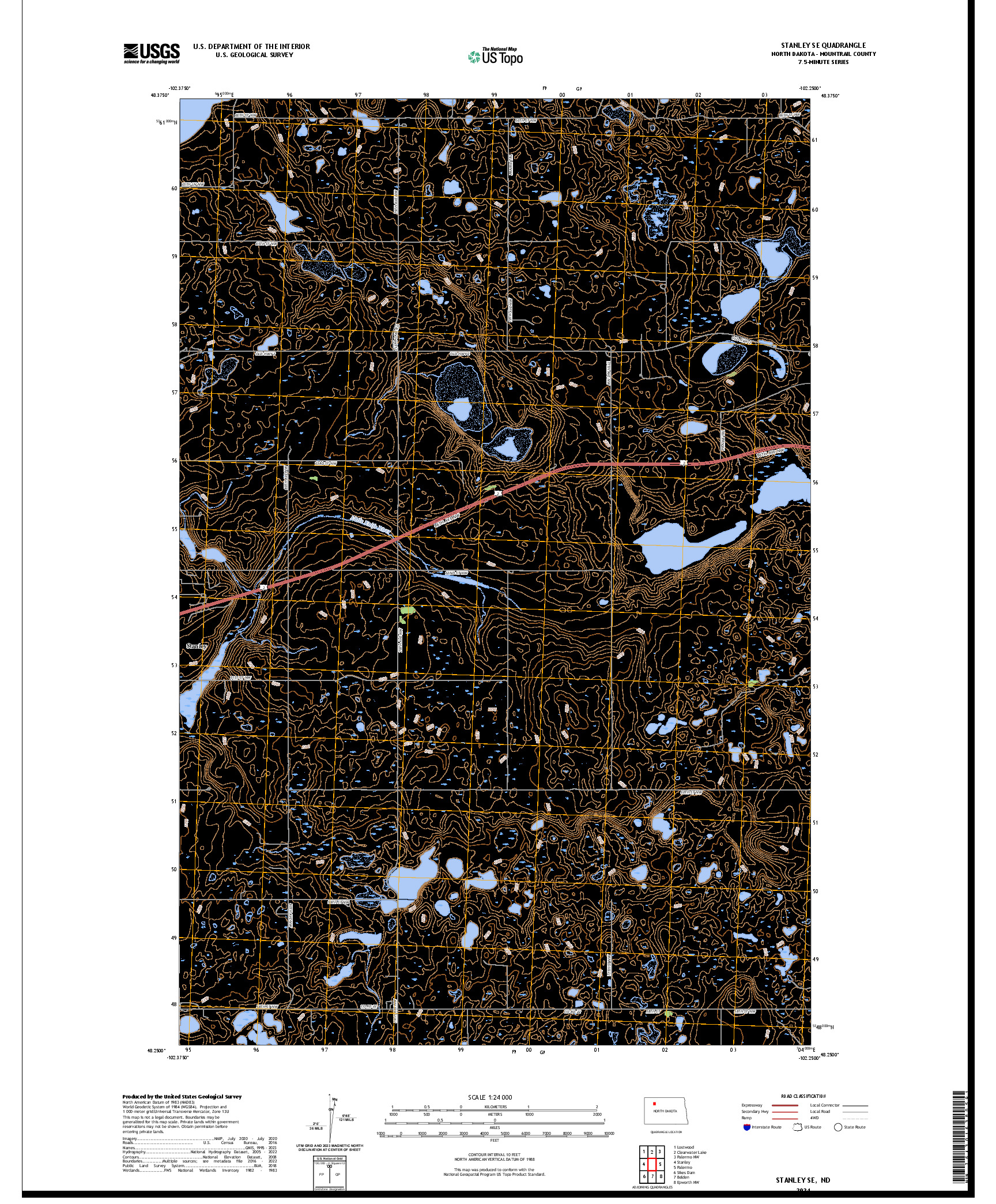 US TOPO 7.5-MINUTE MAP FOR STANLEY SE, ND