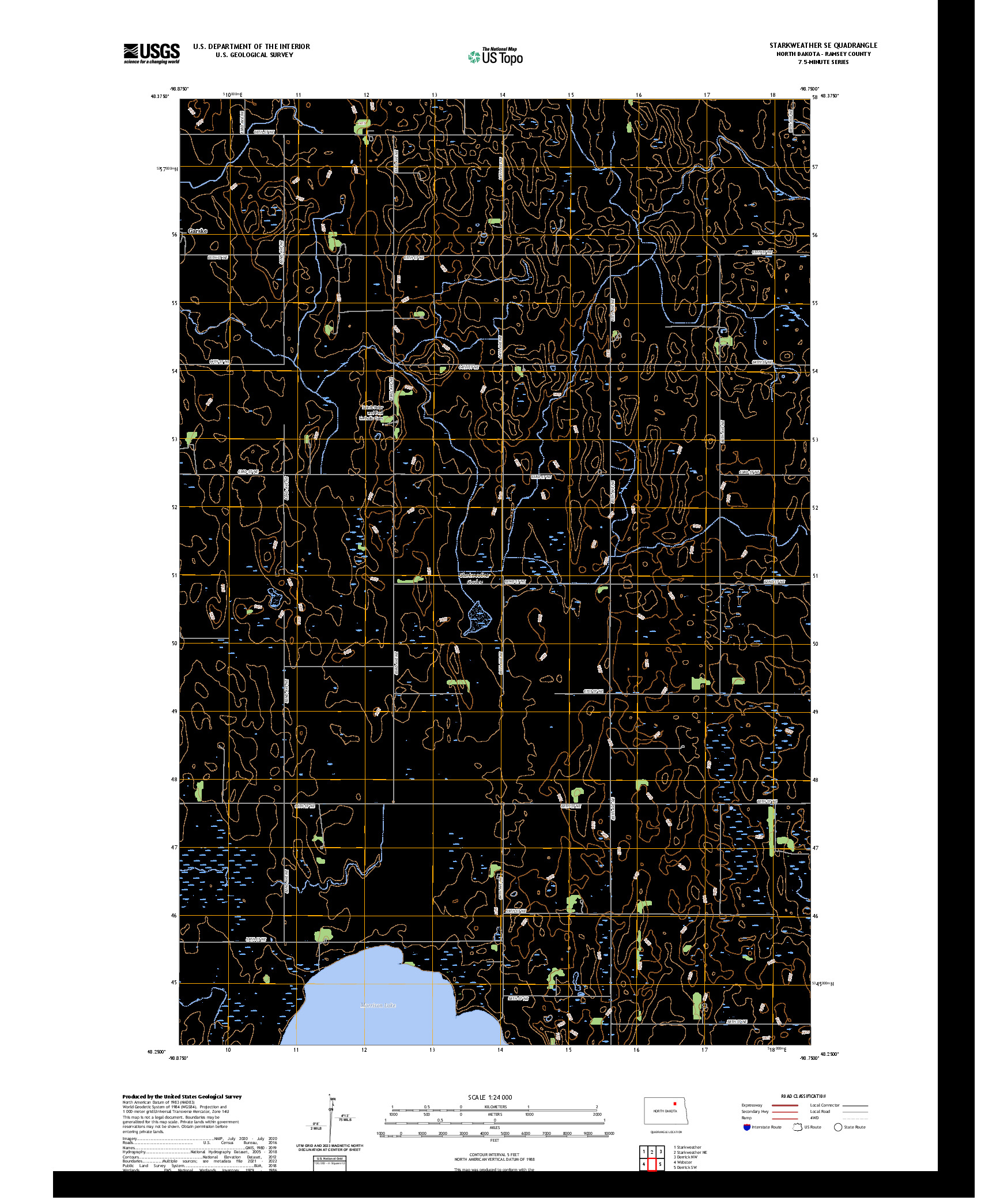 US TOPO 7.5-MINUTE MAP FOR STARKWEATHER SE, ND