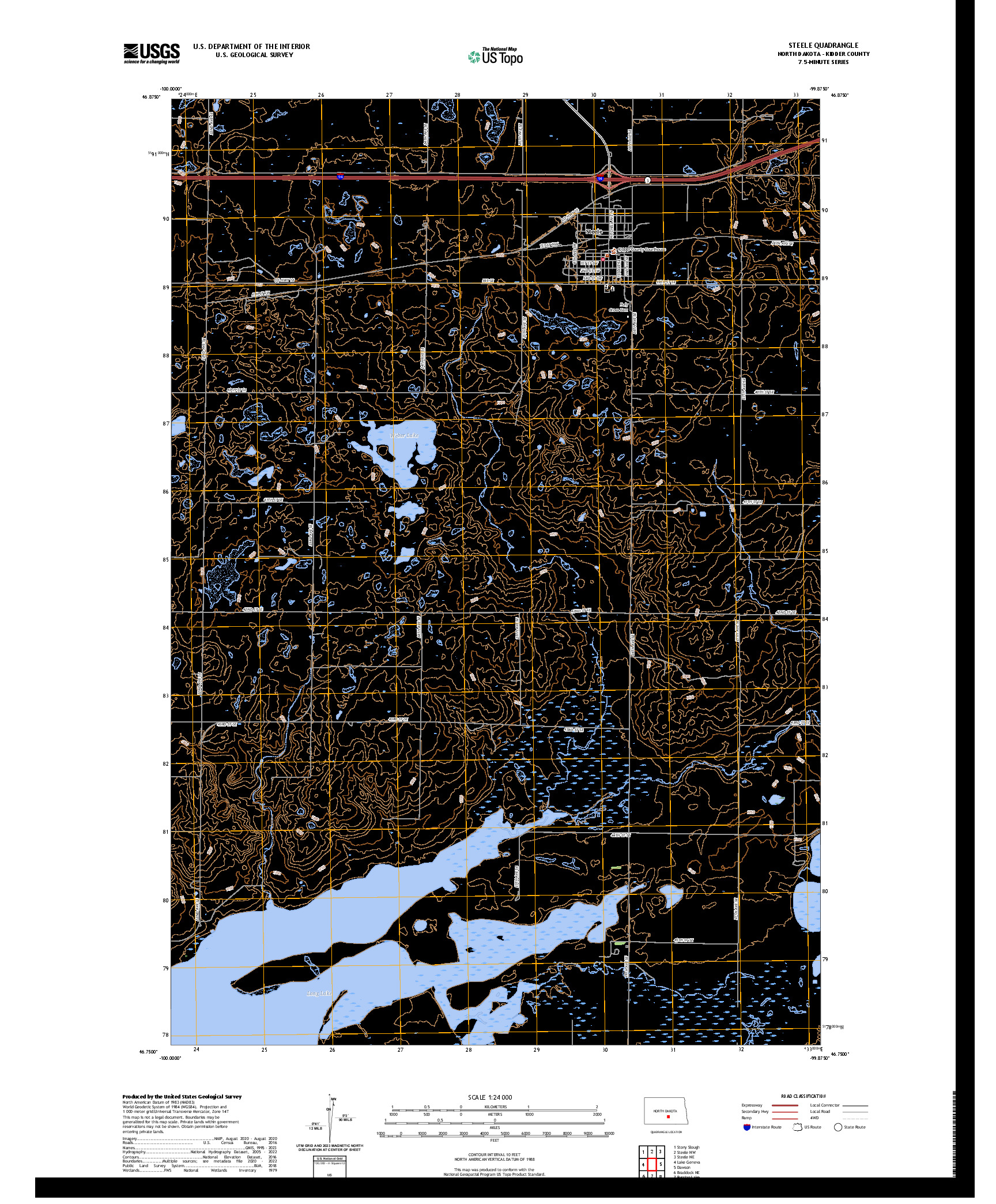 US TOPO 7.5-MINUTE MAP FOR STEELE, ND