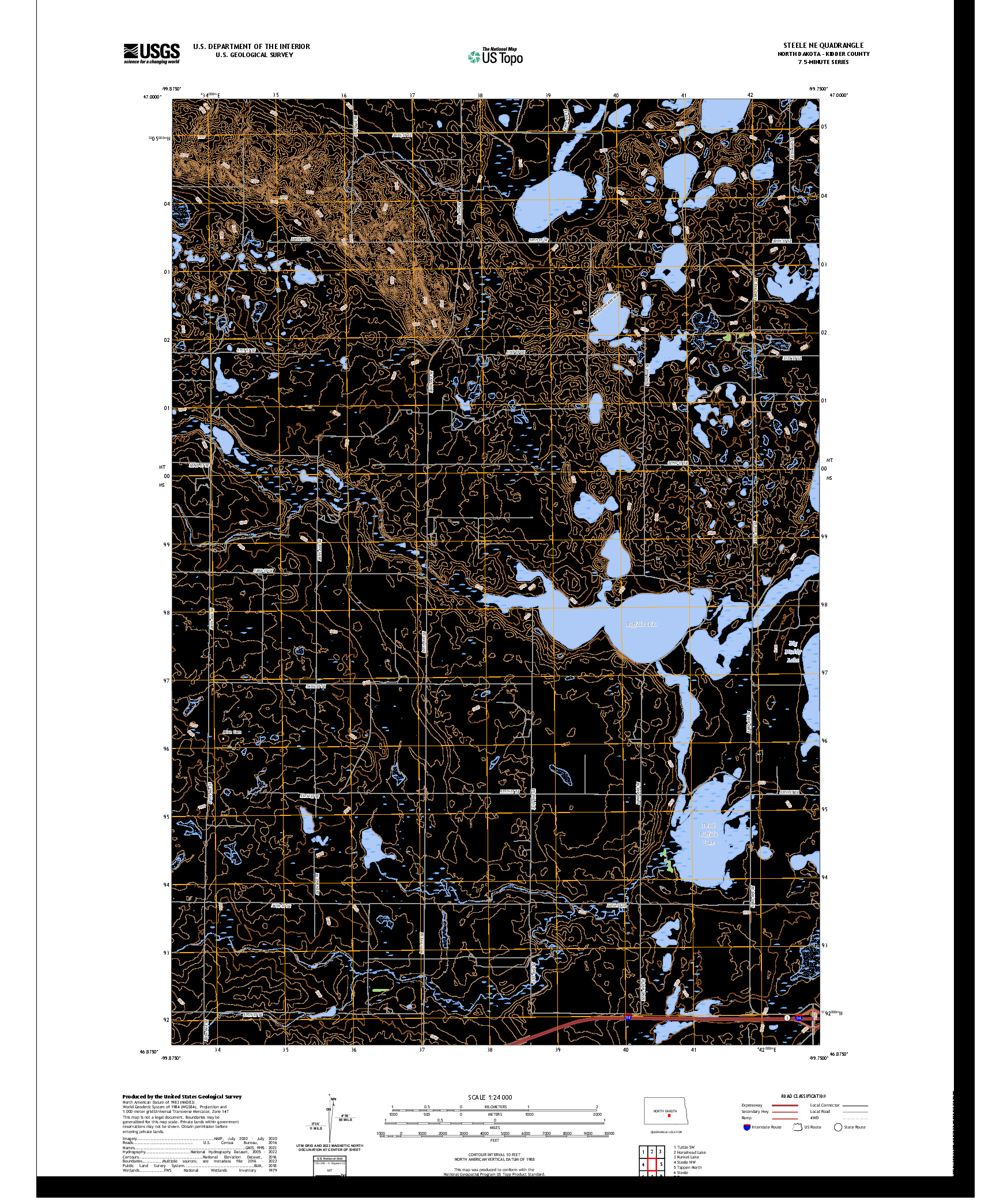 US TOPO 7.5-MINUTE MAP FOR STEELE NE, ND