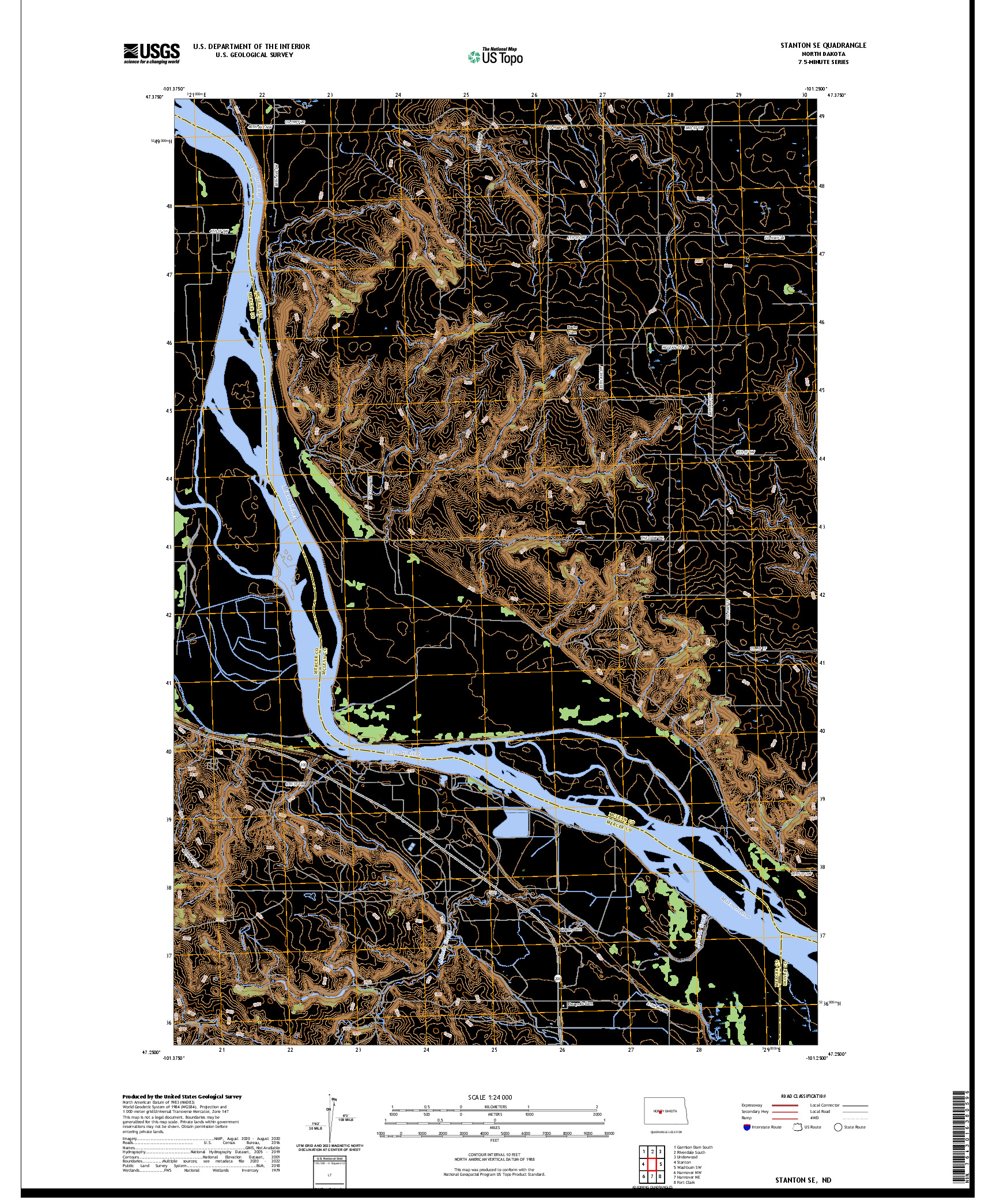 US TOPO 7.5-MINUTE MAP FOR STANTON SE, ND