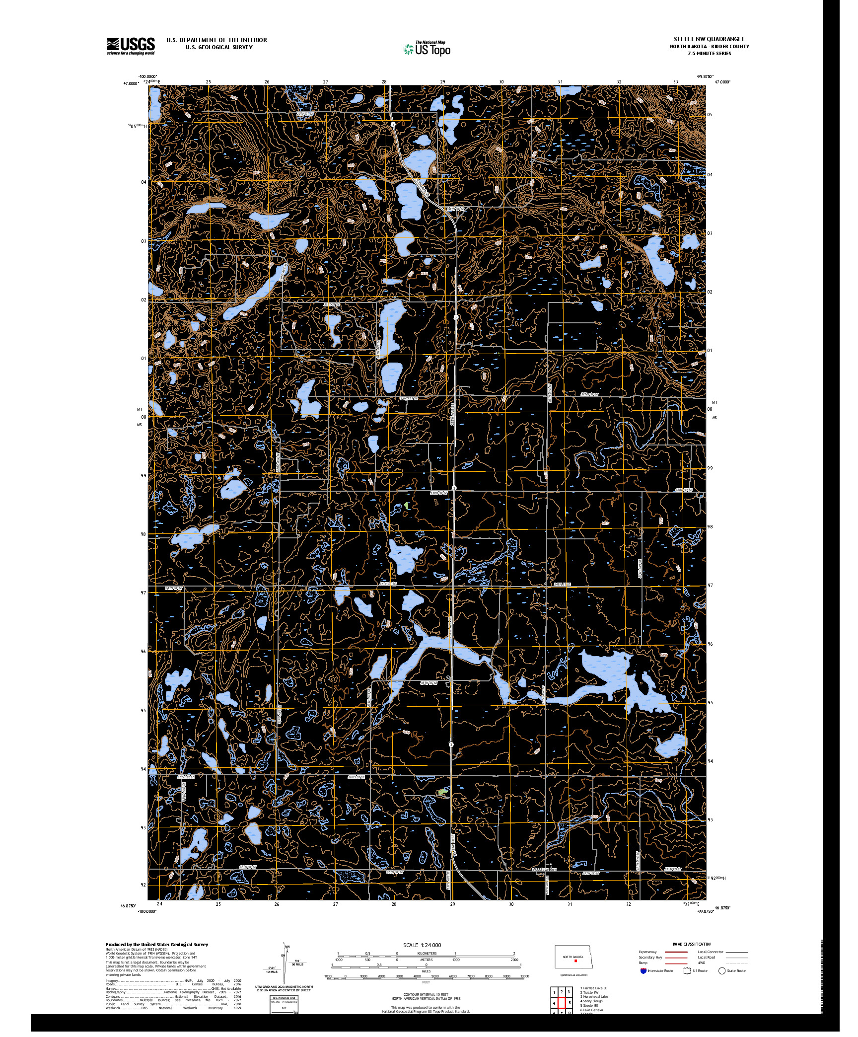 US TOPO 7.5-MINUTE MAP FOR STEELE NW, ND