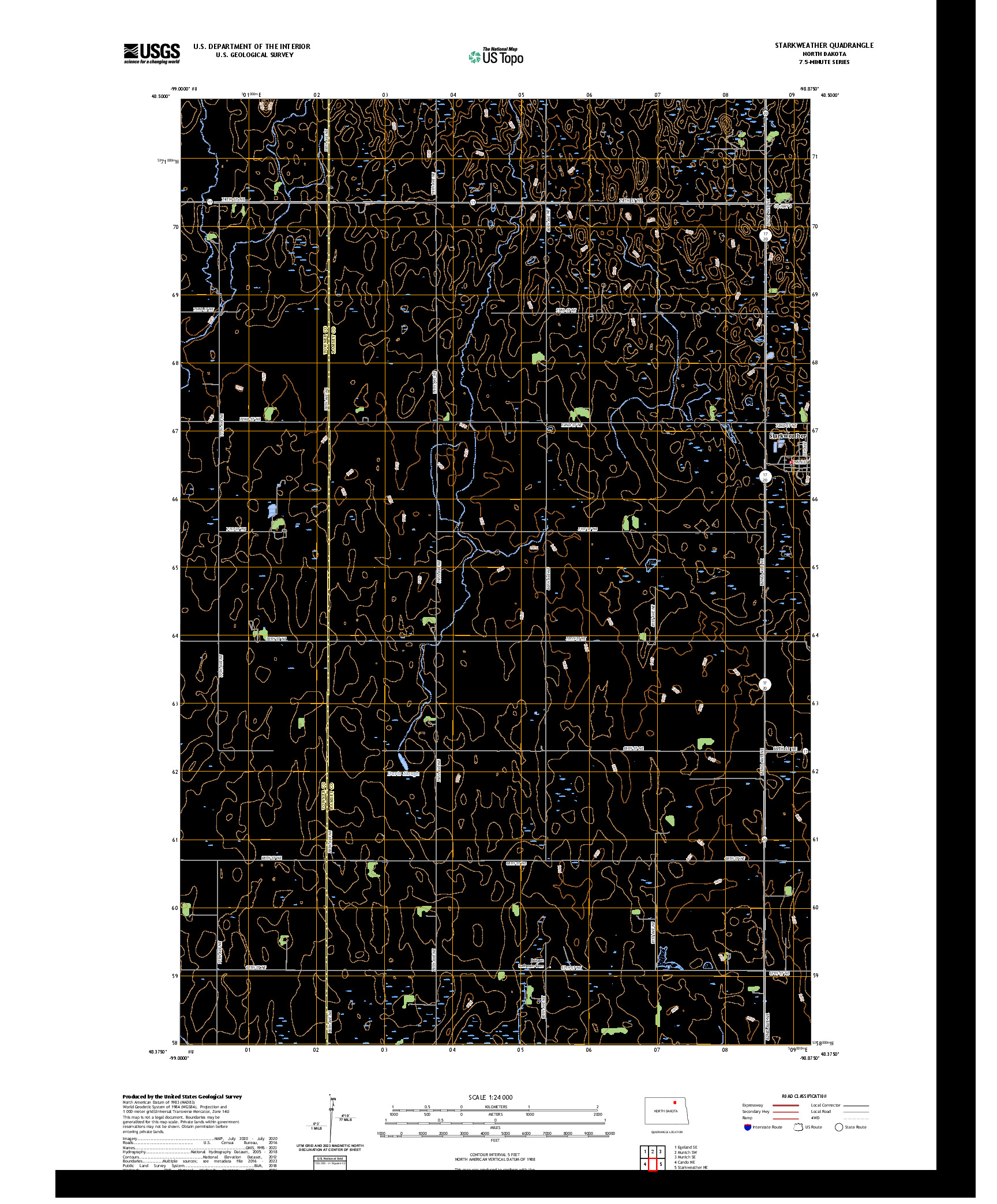 US TOPO 7.5-MINUTE MAP FOR STARKWEATHER, ND