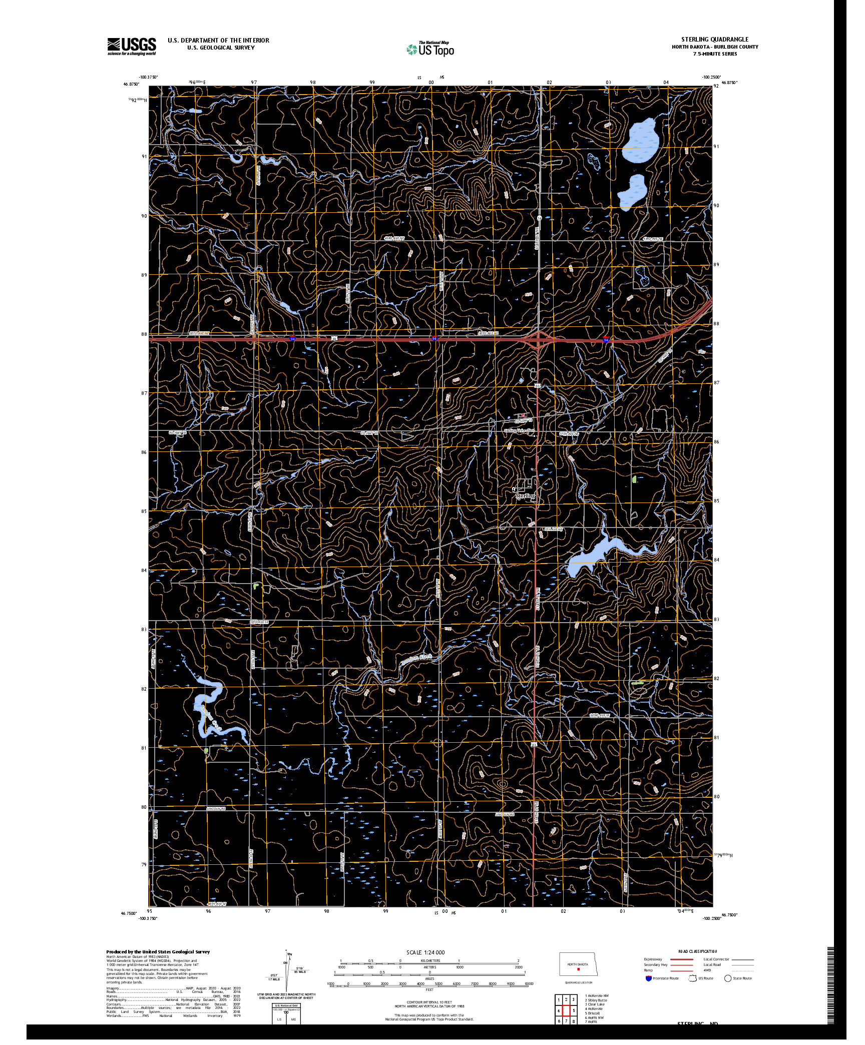 US TOPO 7.5-MINUTE MAP FOR STERLING, ND