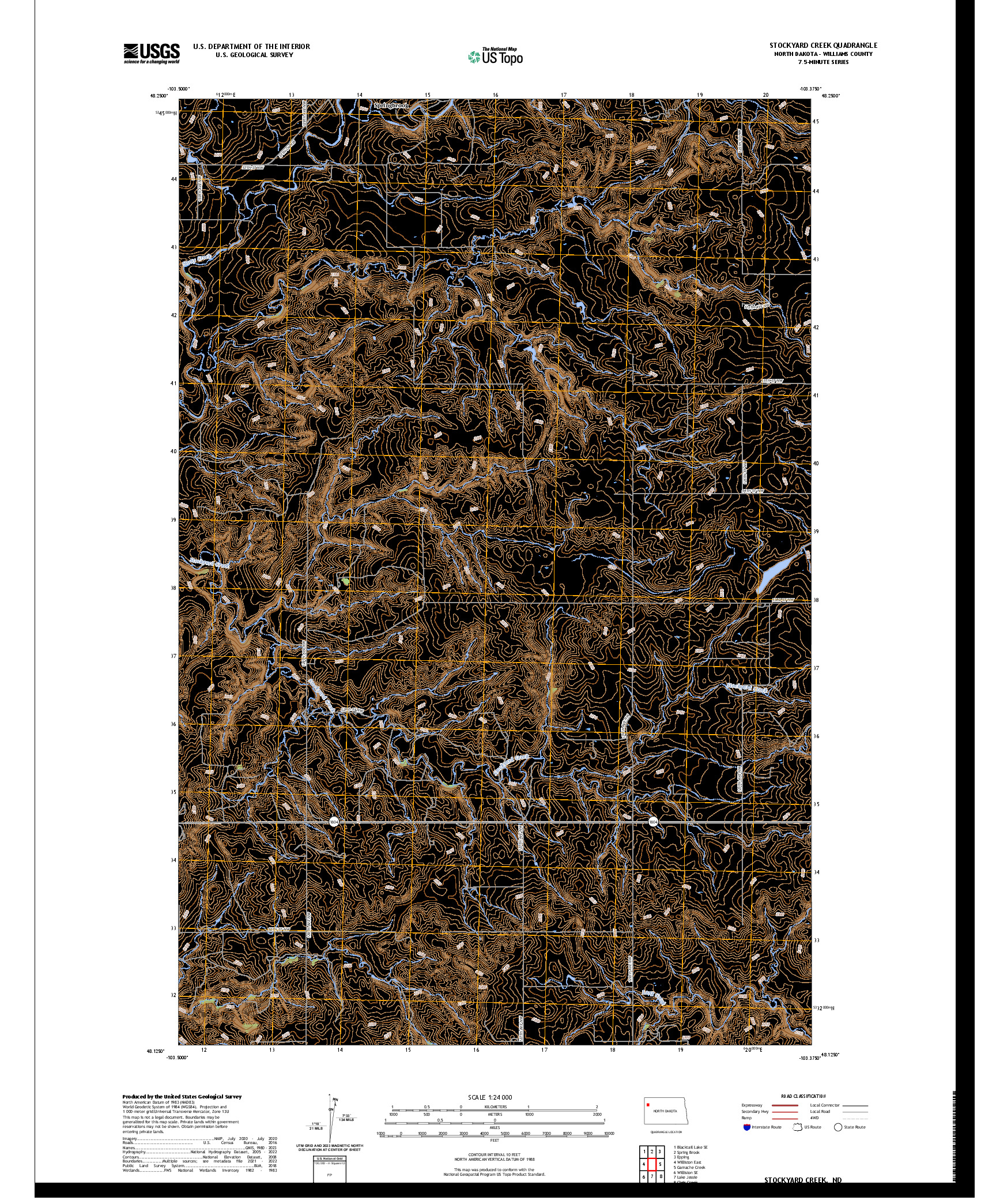 US TOPO 7.5-MINUTE MAP FOR STOCKYARD CREEK, ND