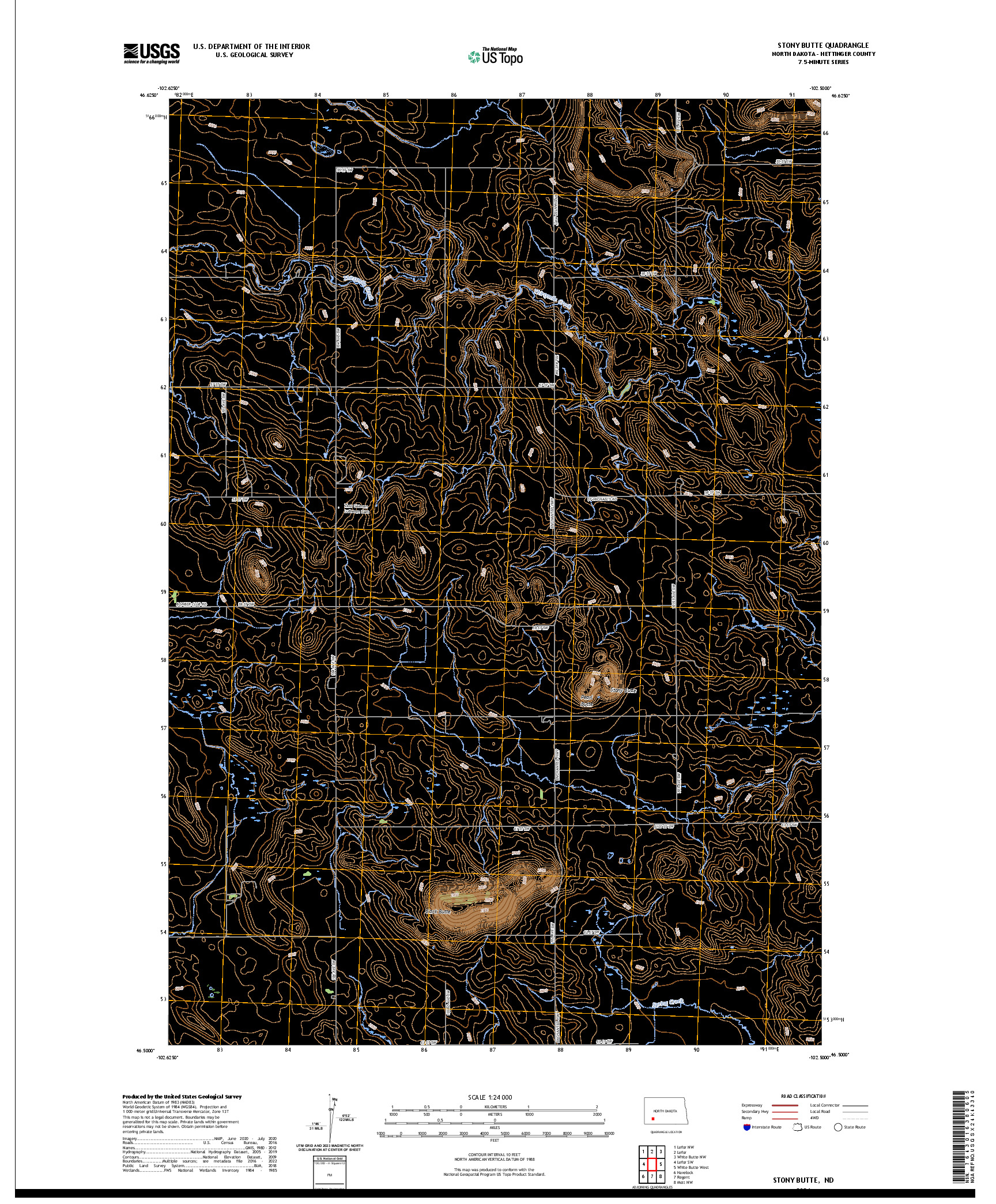 US TOPO 7.5-MINUTE MAP FOR STONY BUTTE, ND