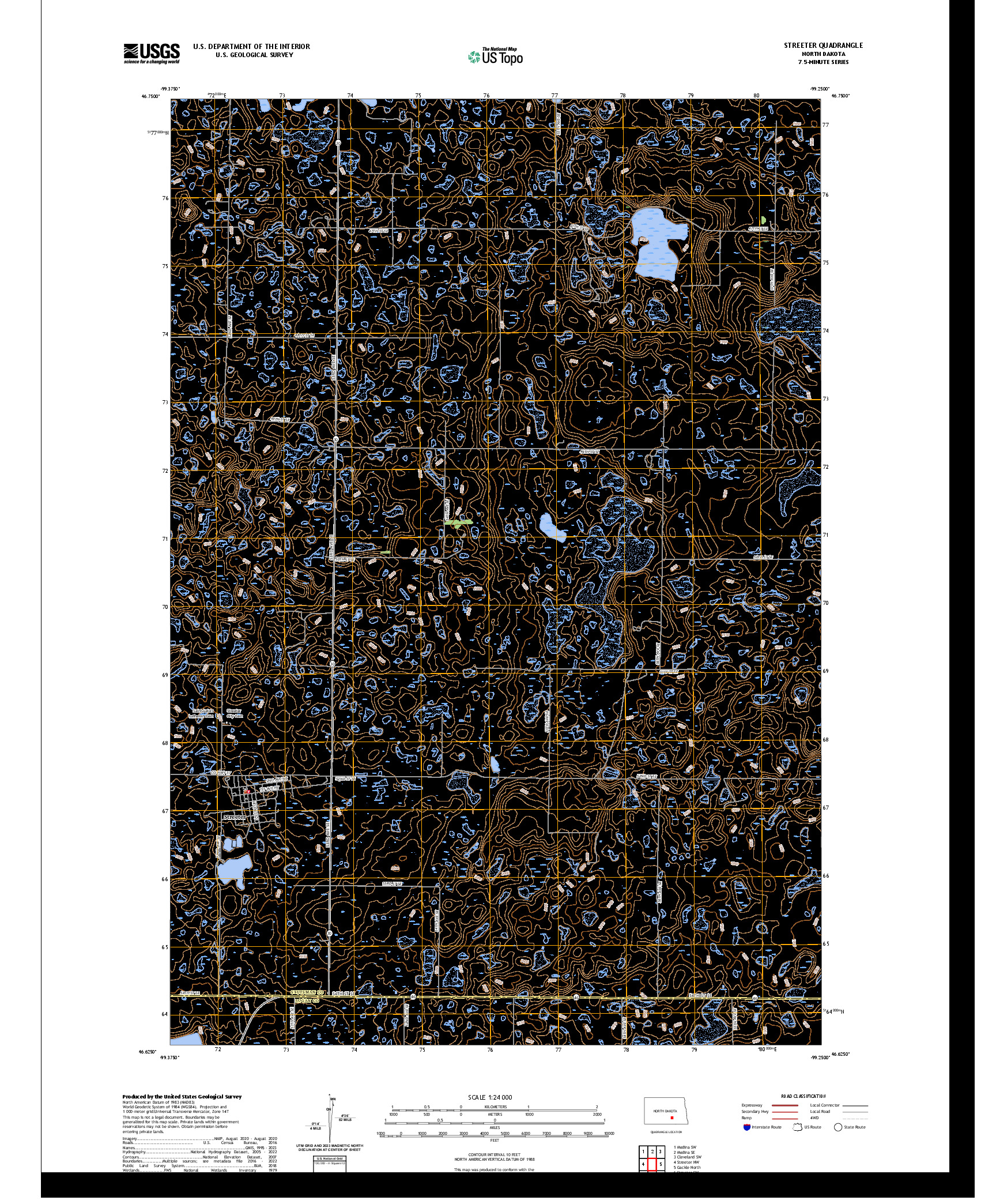 US TOPO 7.5-MINUTE MAP FOR STREETER, ND