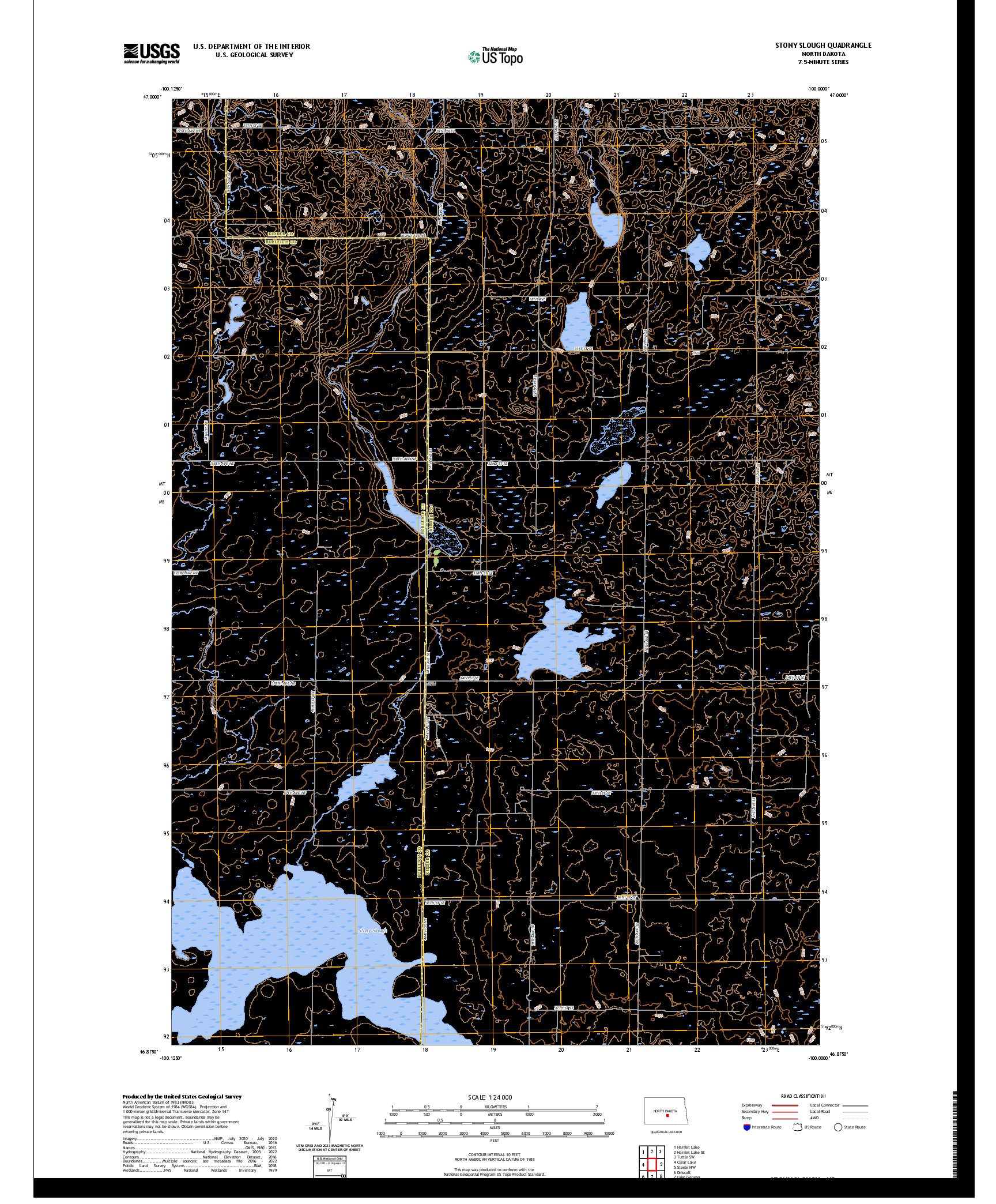 US TOPO 7.5-MINUTE MAP FOR STONY SLOUGH, ND