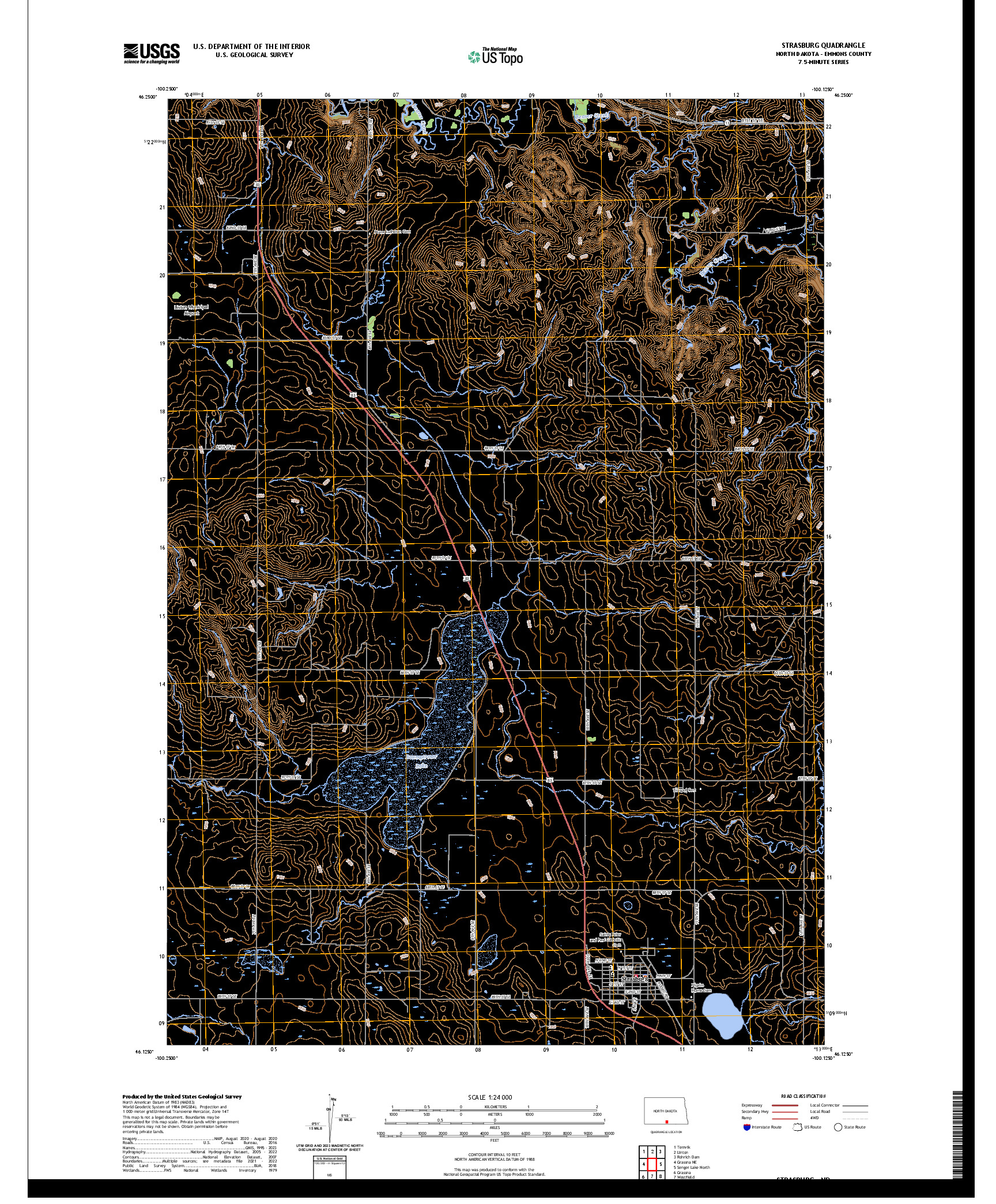 US TOPO 7.5-MINUTE MAP FOR STRASBURG, ND
