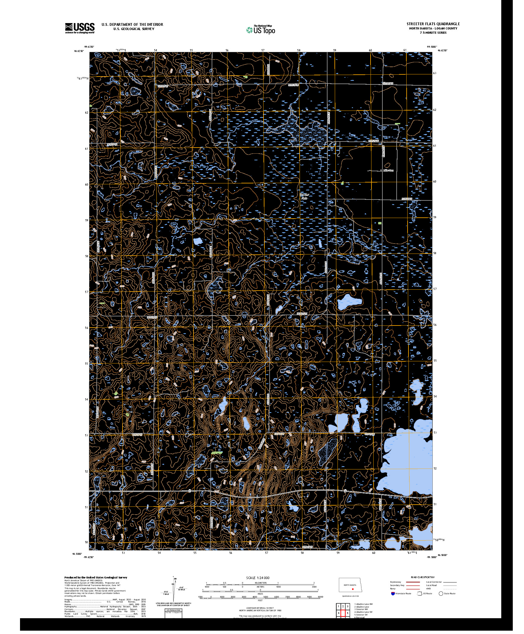 US TOPO 7.5-MINUTE MAP FOR STREETER FLATS, ND