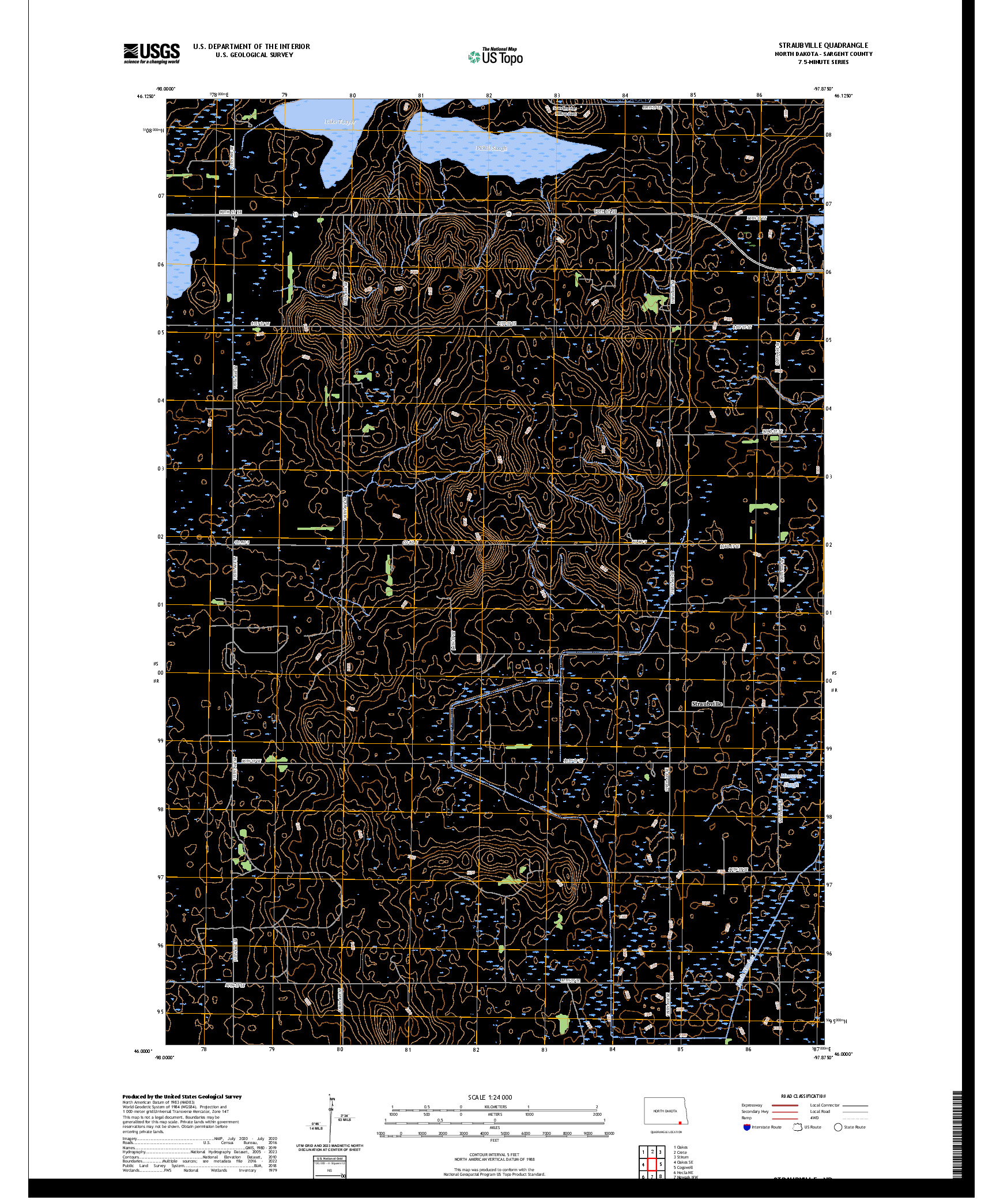 US TOPO 7.5-MINUTE MAP FOR STRAUBVILLE, ND