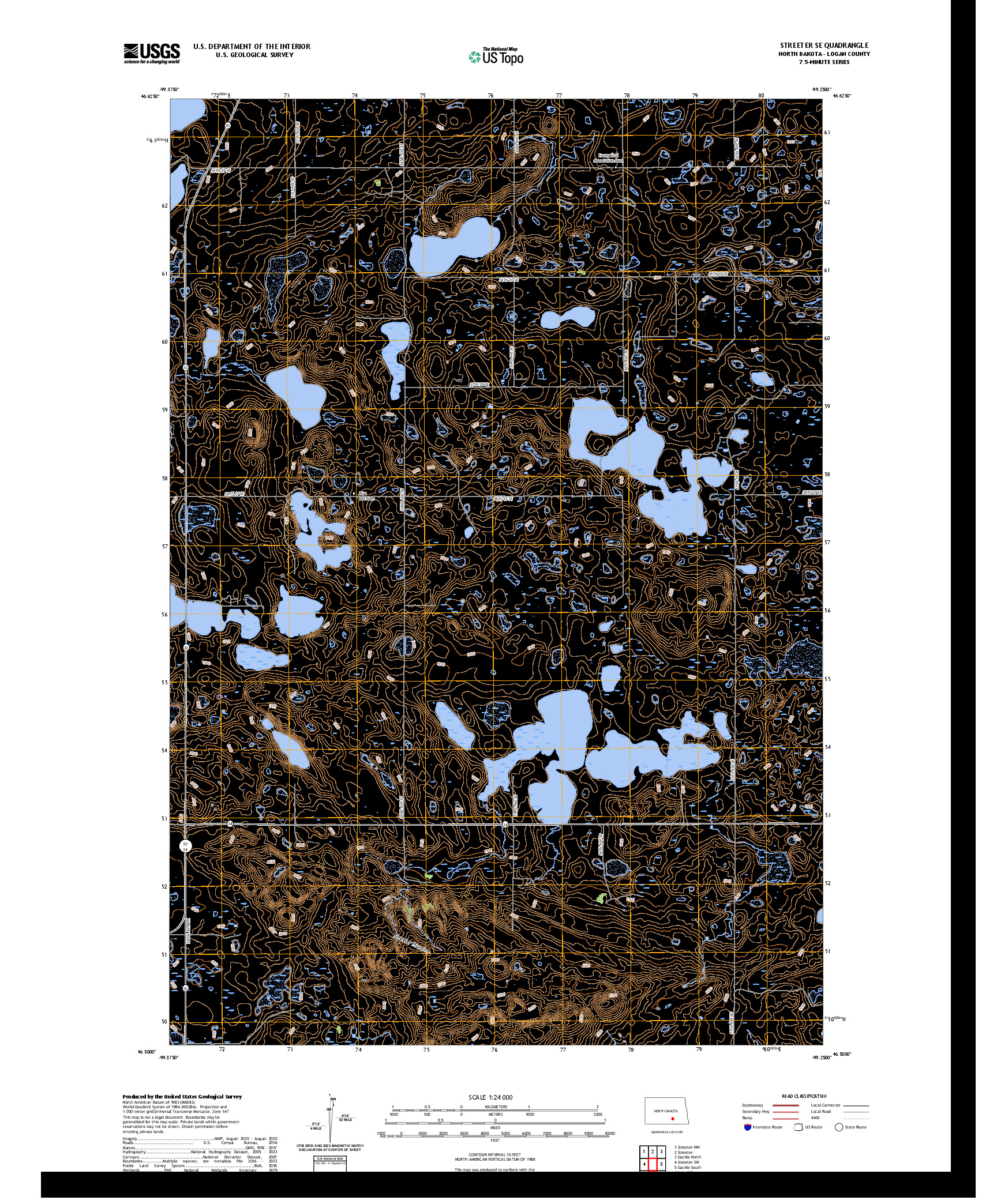 US TOPO 7.5-MINUTE MAP FOR STREETER SE, ND