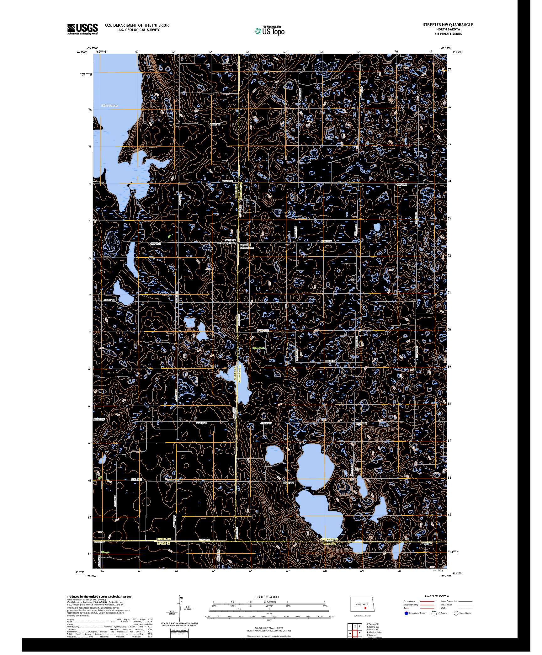 US TOPO 7.5-MINUTE MAP FOR STREETER NW, ND