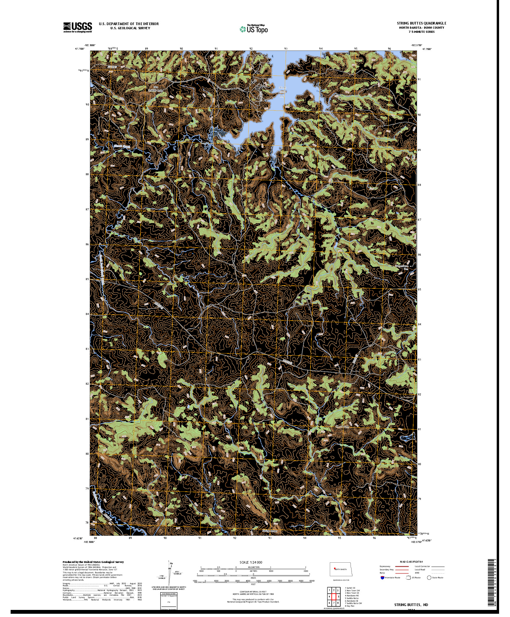 US TOPO 7.5-MINUTE MAP FOR STRING BUTTES, ND