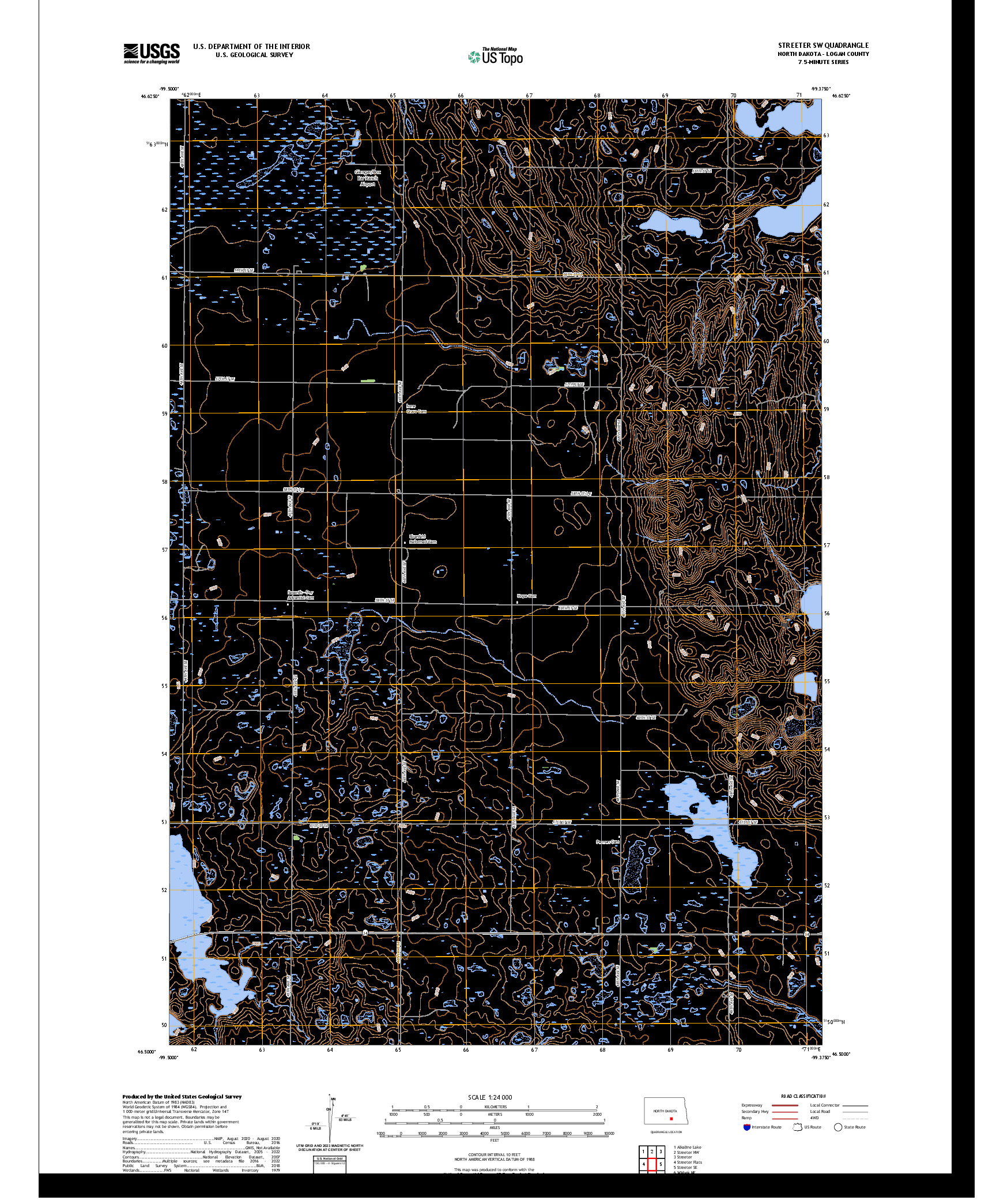 US TOPO 7.5-MINUTE MAP FOR STREETER SW, ND