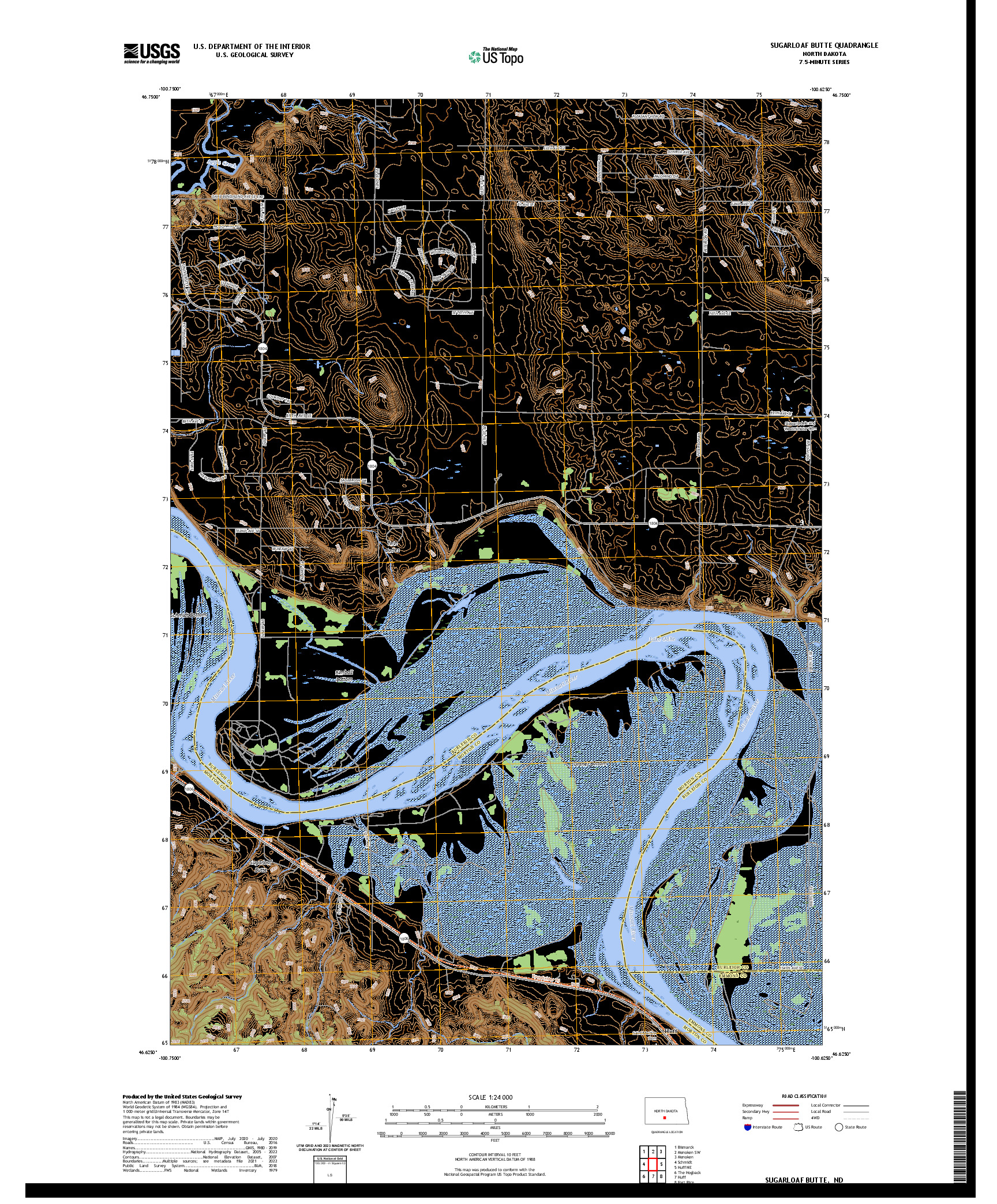 US TOPO 7.5-MINUTE MAP FOR SUGARLOAF BUTTE, ND
