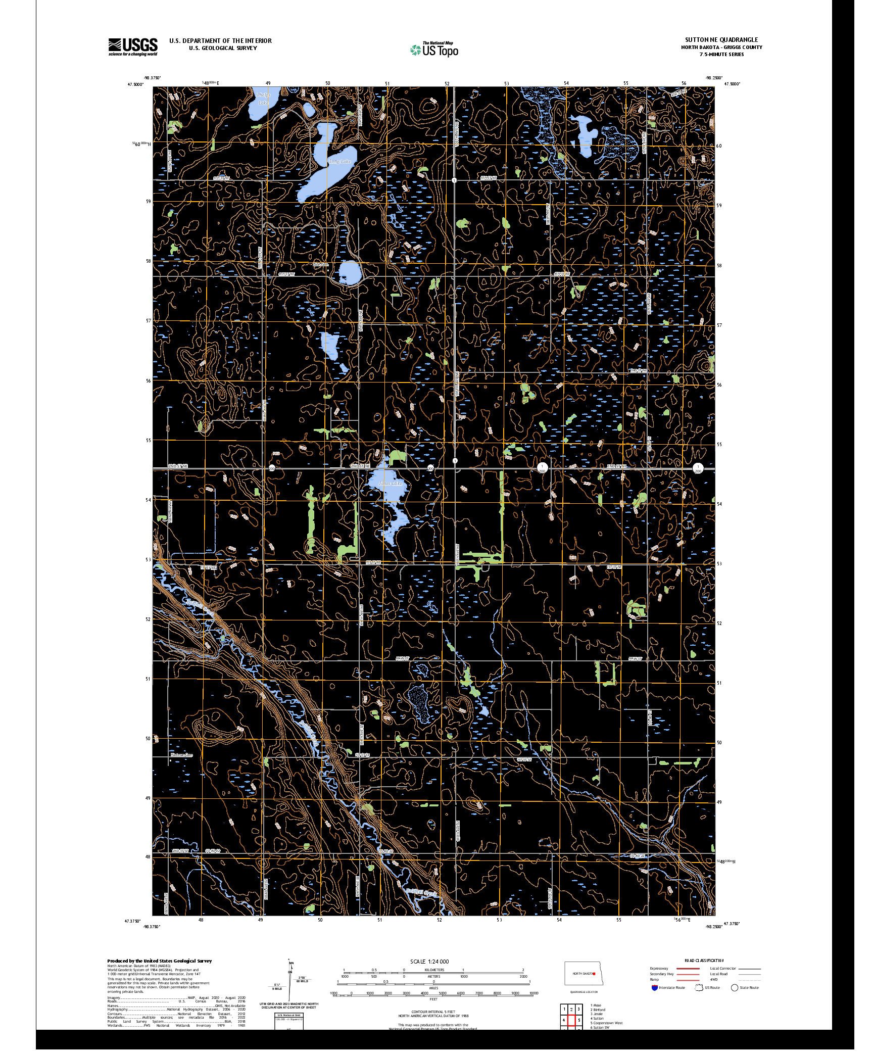 US TOPO 7.5-MINUTE MAP FOR SUTTON NE, ND