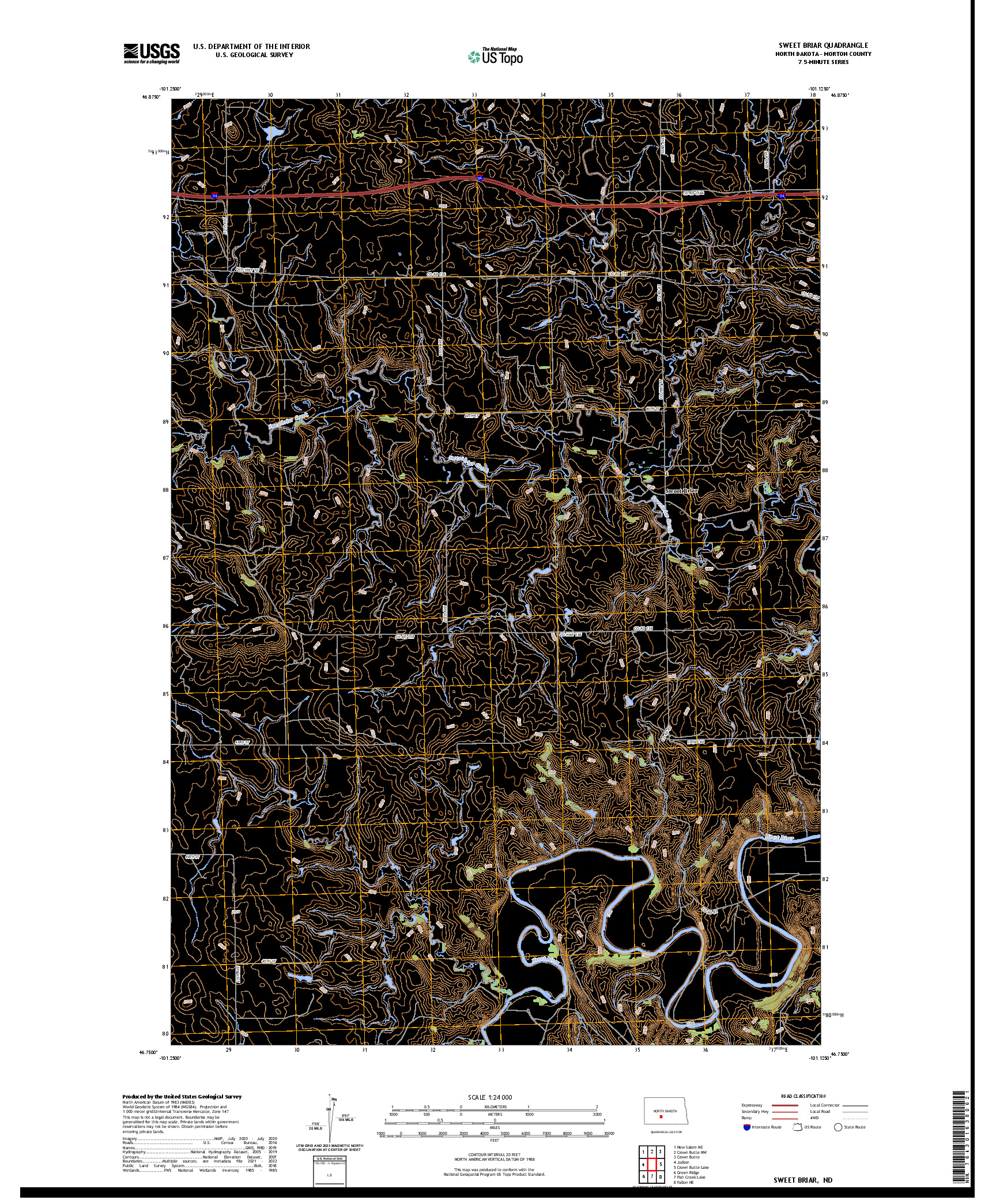 US TOPO 7.5-MINUTE MAP FOR SWEET BRIAR, ND
