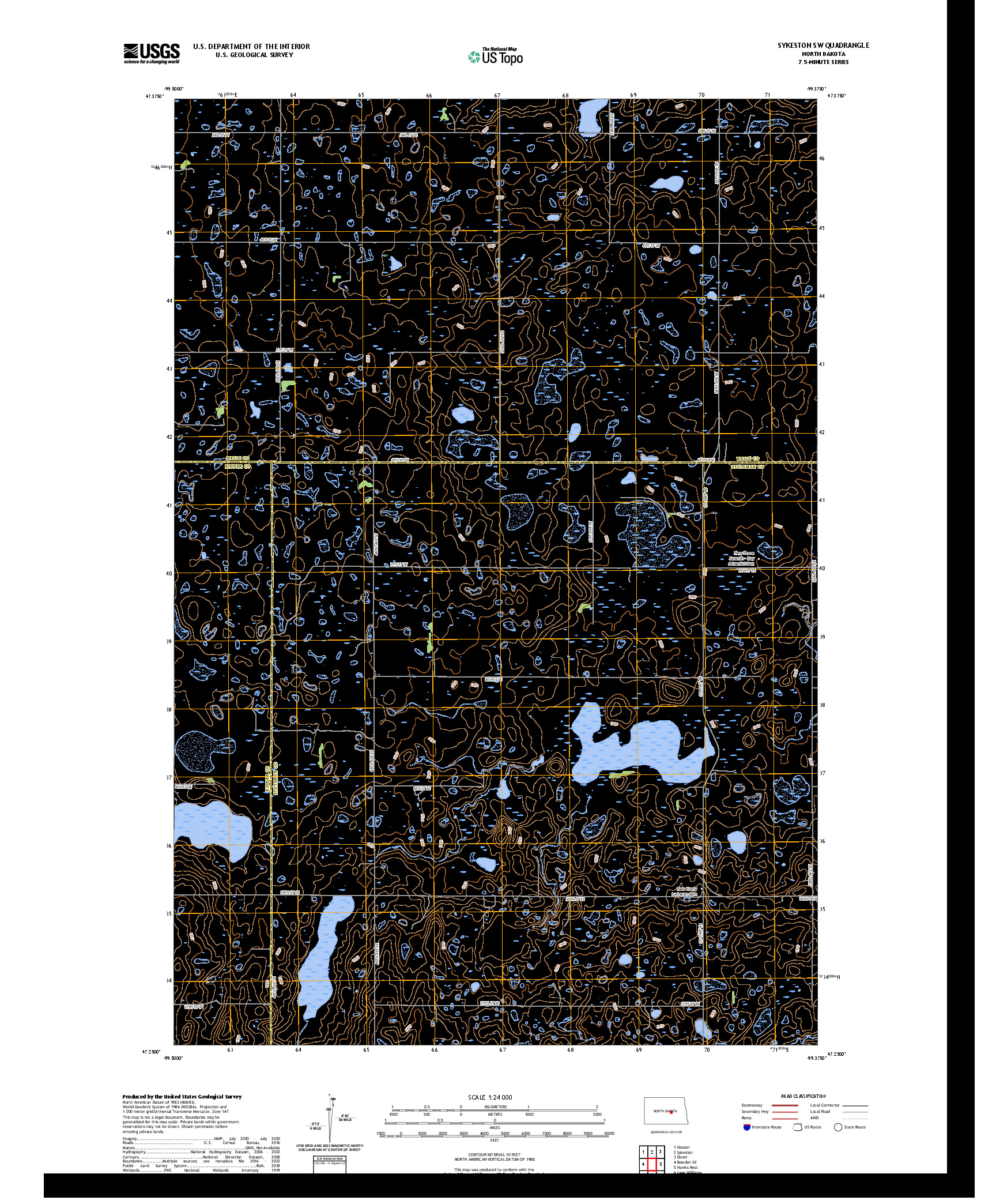 US TOPO 7.5-MINUTE MAP FOR SYKESTON SW, ND