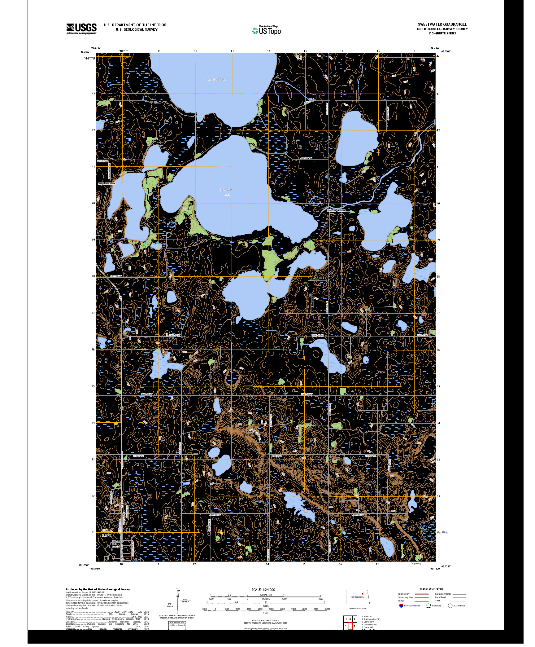US TOPO 7.5-MINUTE MAP FOR SWEETWATER, ND