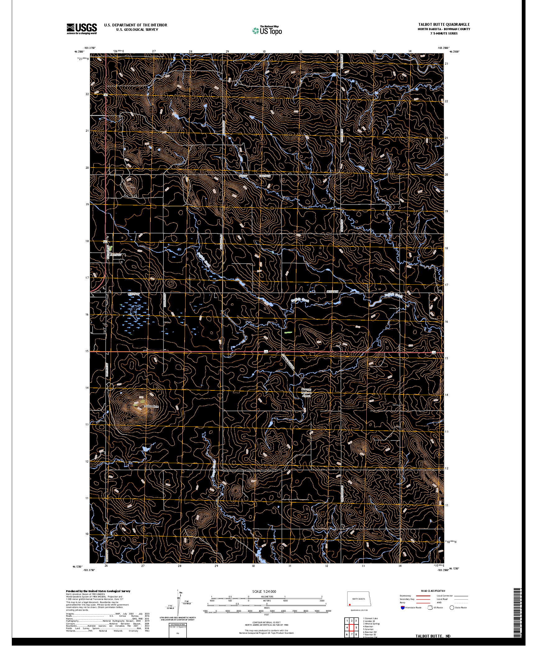US TOPO 7.5-MINUTE MAP FOR TALBOT BUTTE, ND