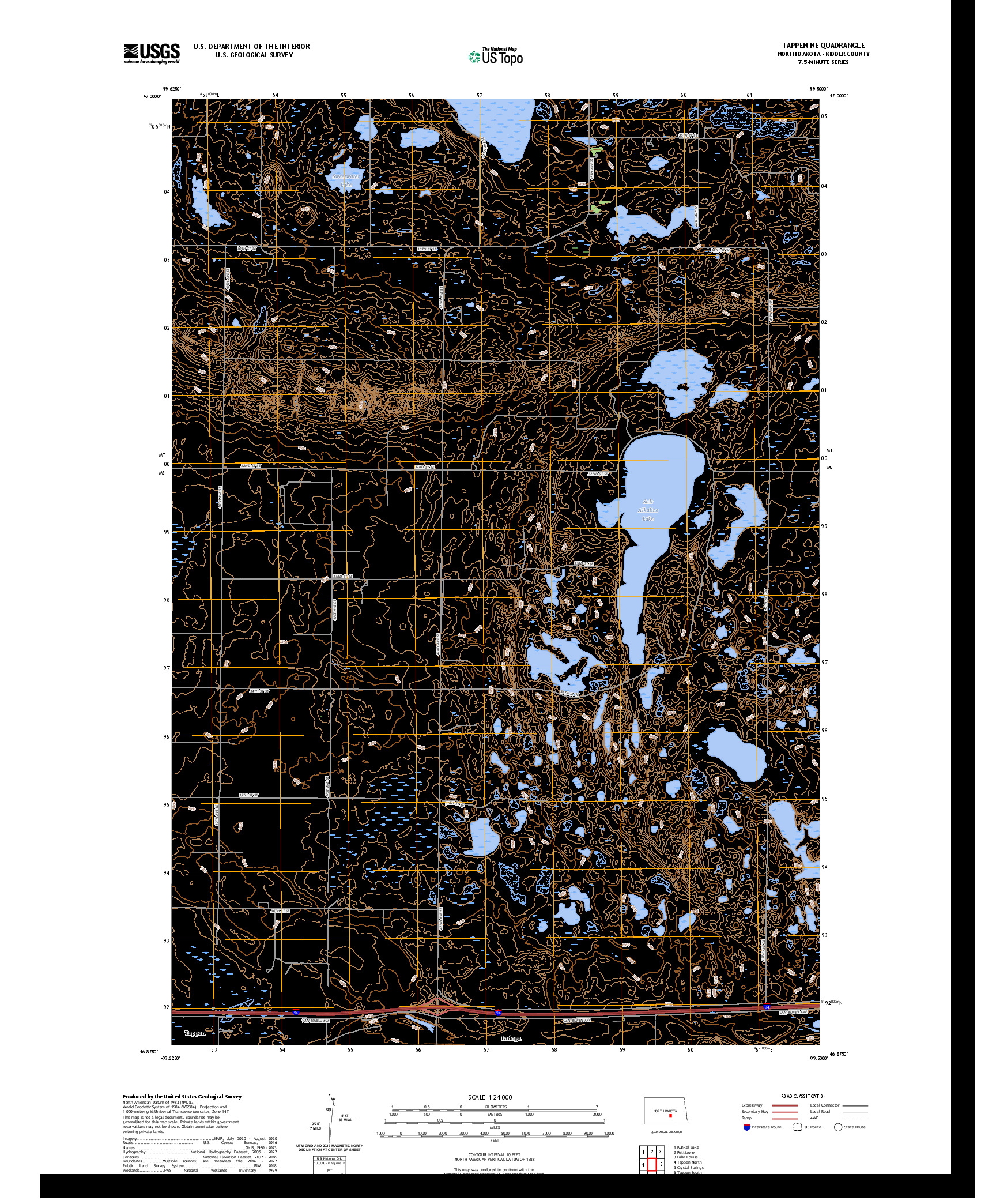 US TOPO 7.5-MINUTE MAP FOR TAPPEN NE, ND