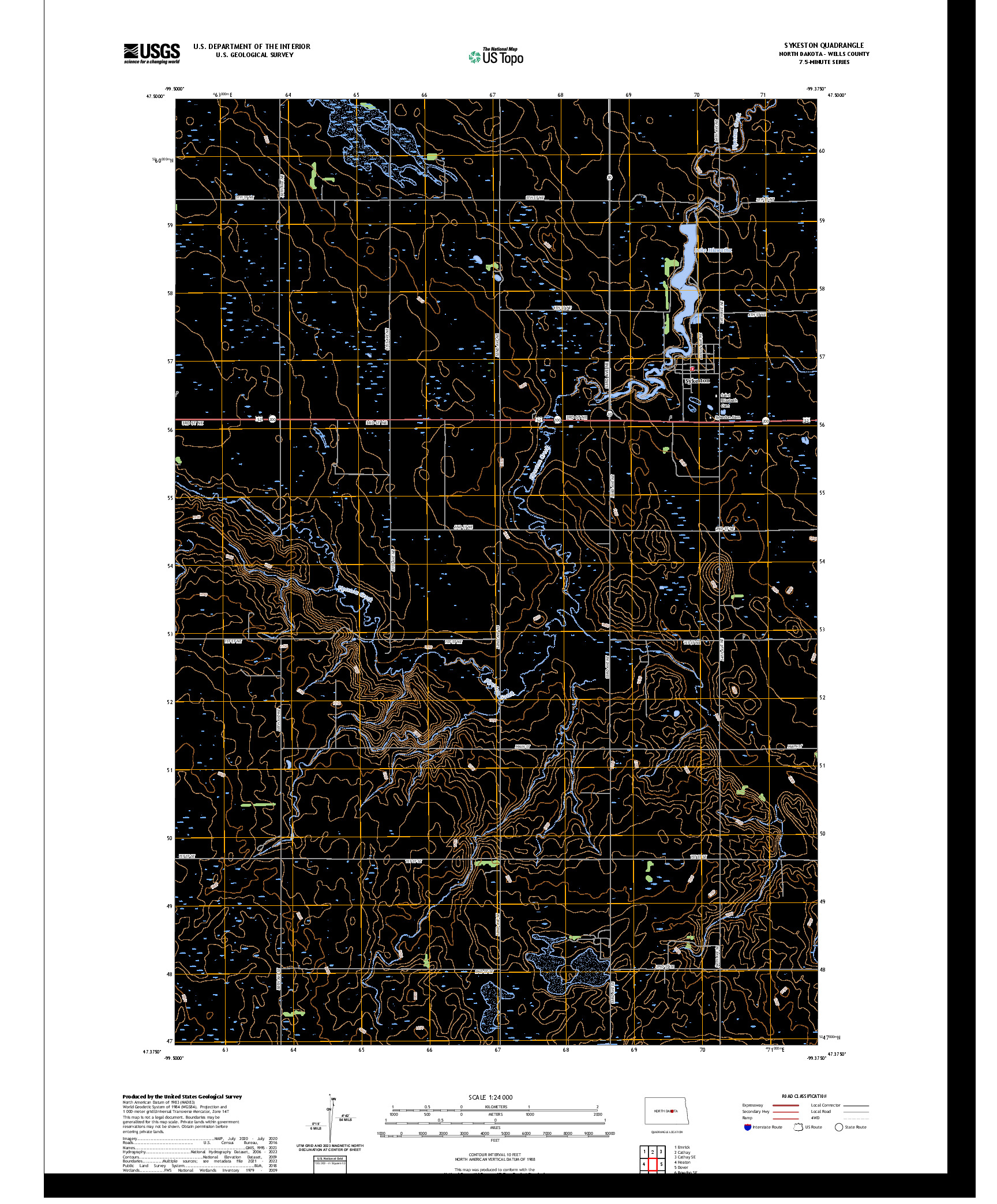 US TOPO 7.5-MINUTE MAP FOR SYKESTON, ND