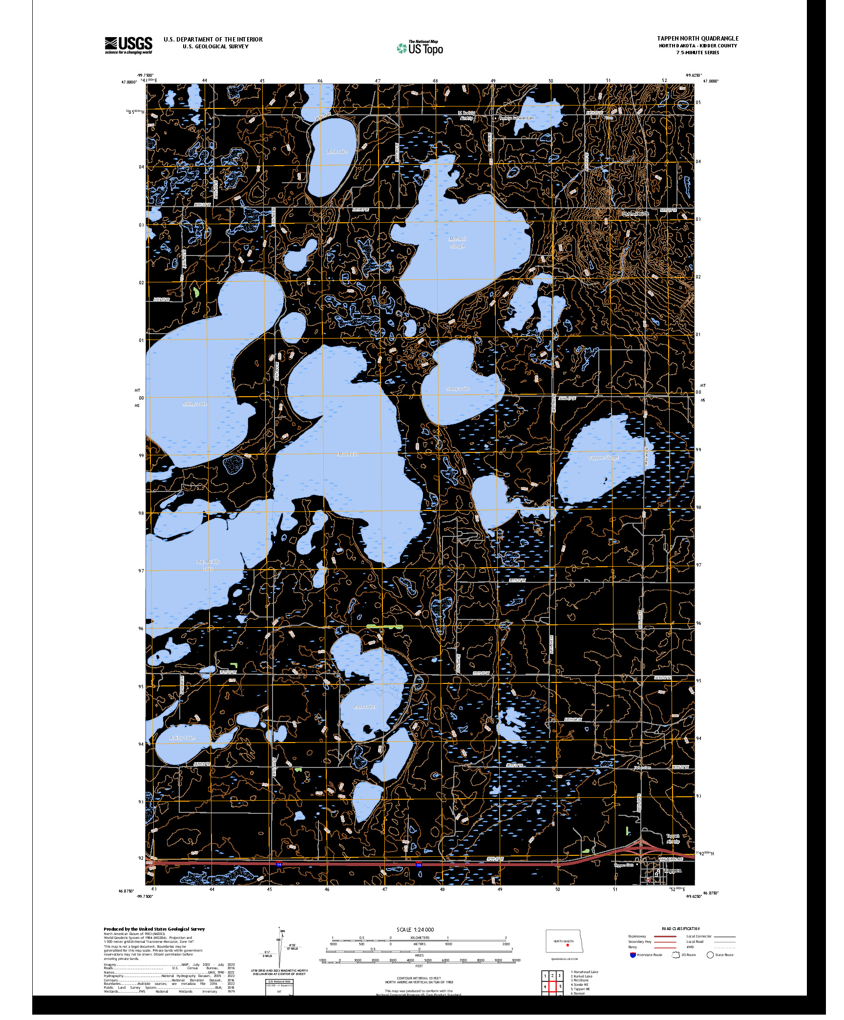 US TOPO 7.5-MINUTE MAP FOR TAPPEN NORTH, ND
