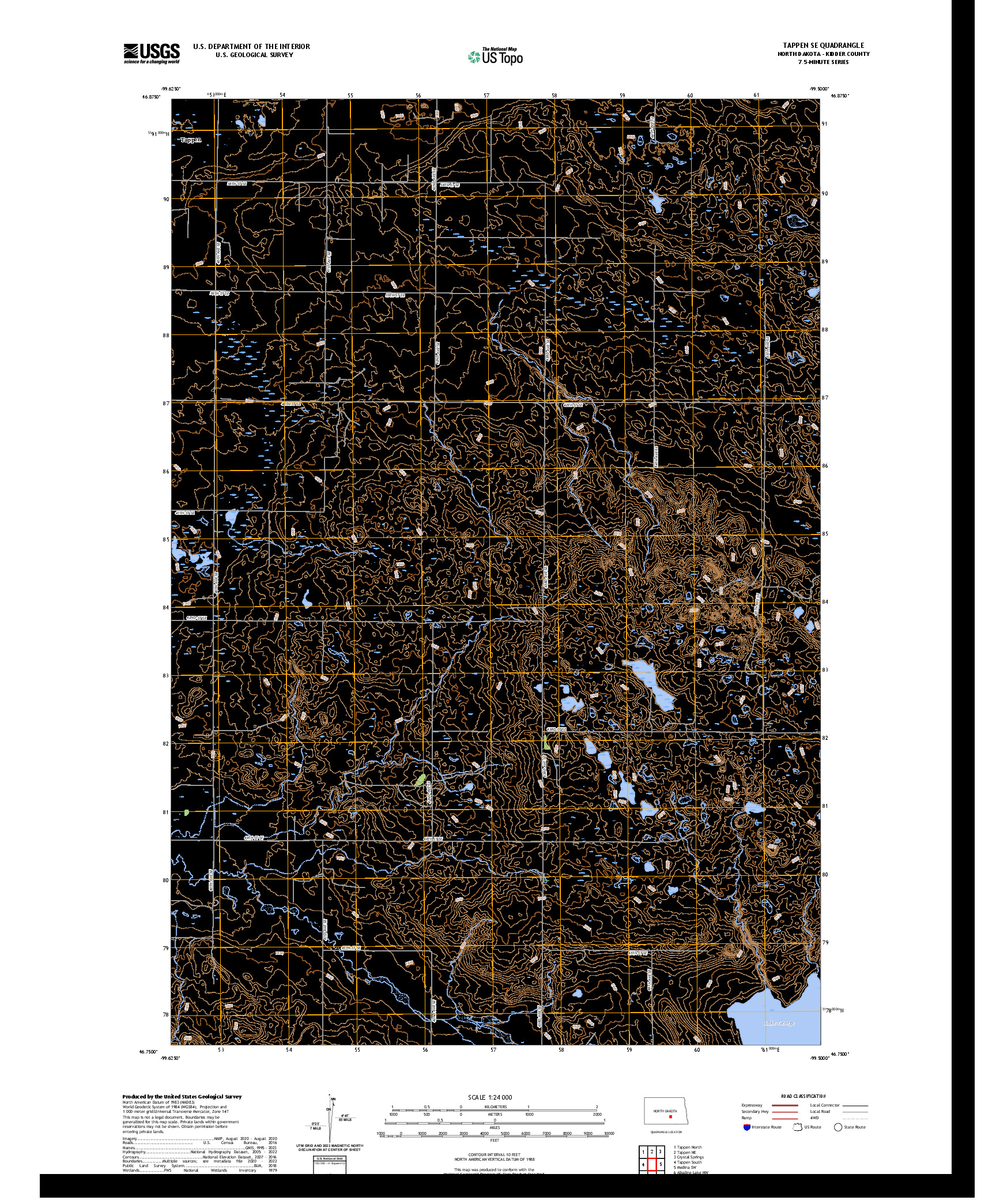 US TOPO 7.5-MINUTE MAP FOR TAPPEN SE, ND