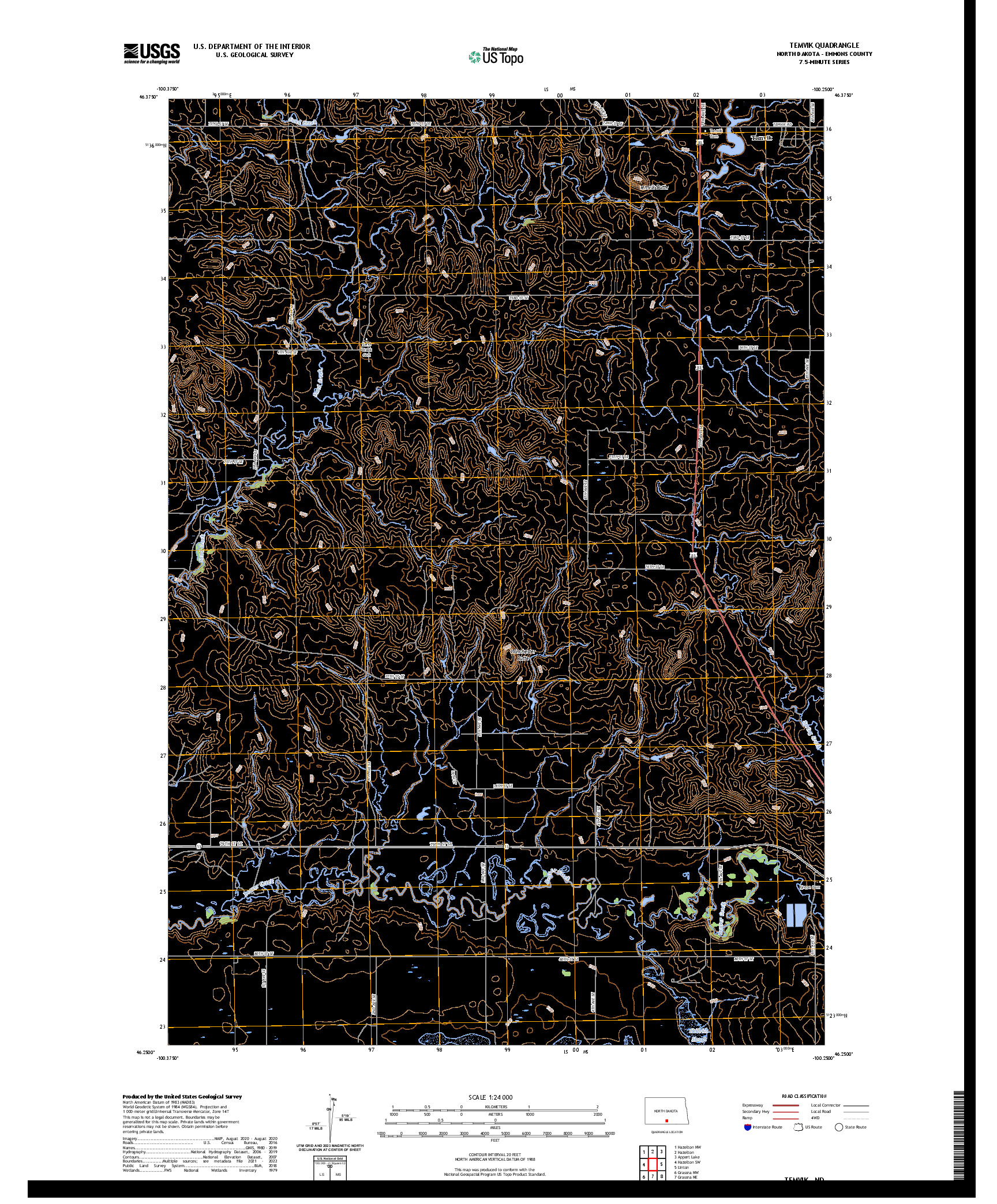 US TOPO 7.5-MINUTE MAP FOR TEMVIK, ND
