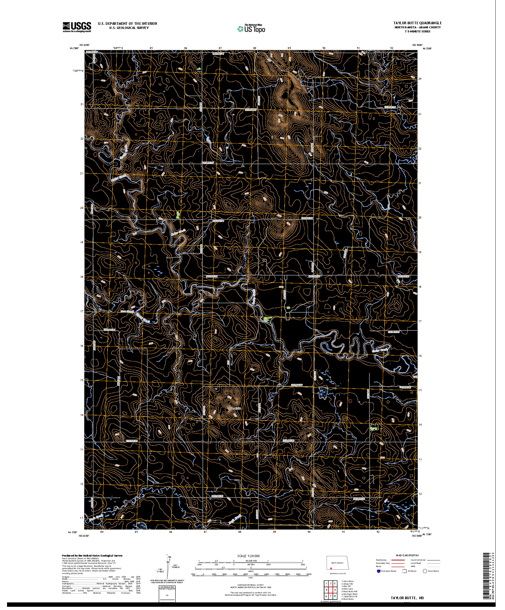 US TOPO 7.5-MINUTE MAP FOR TAYLOR BUTTE, ND