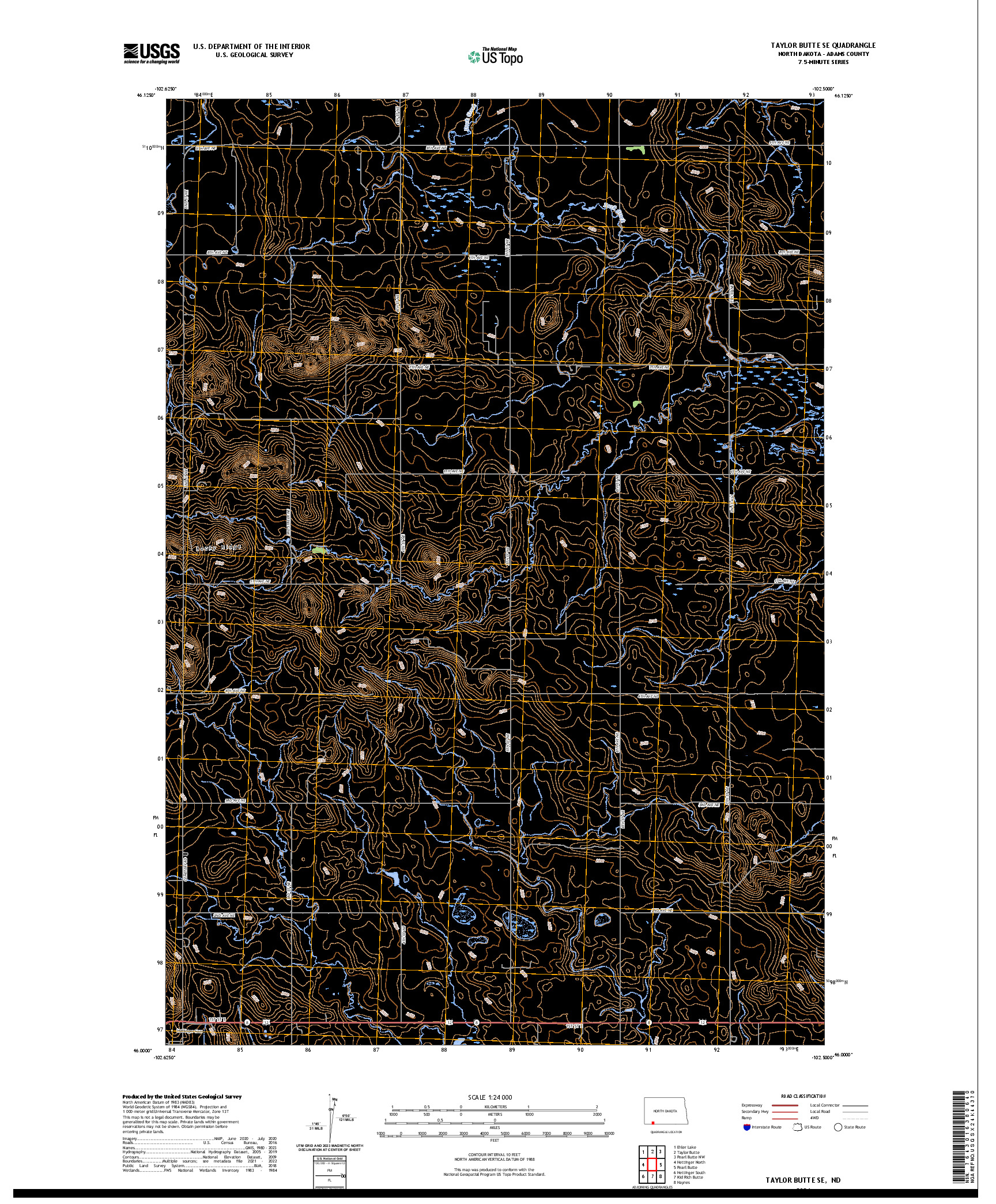 US TOPO 7.5-MINUTE MAP FOR TAYLOR BUTTE SE, ND