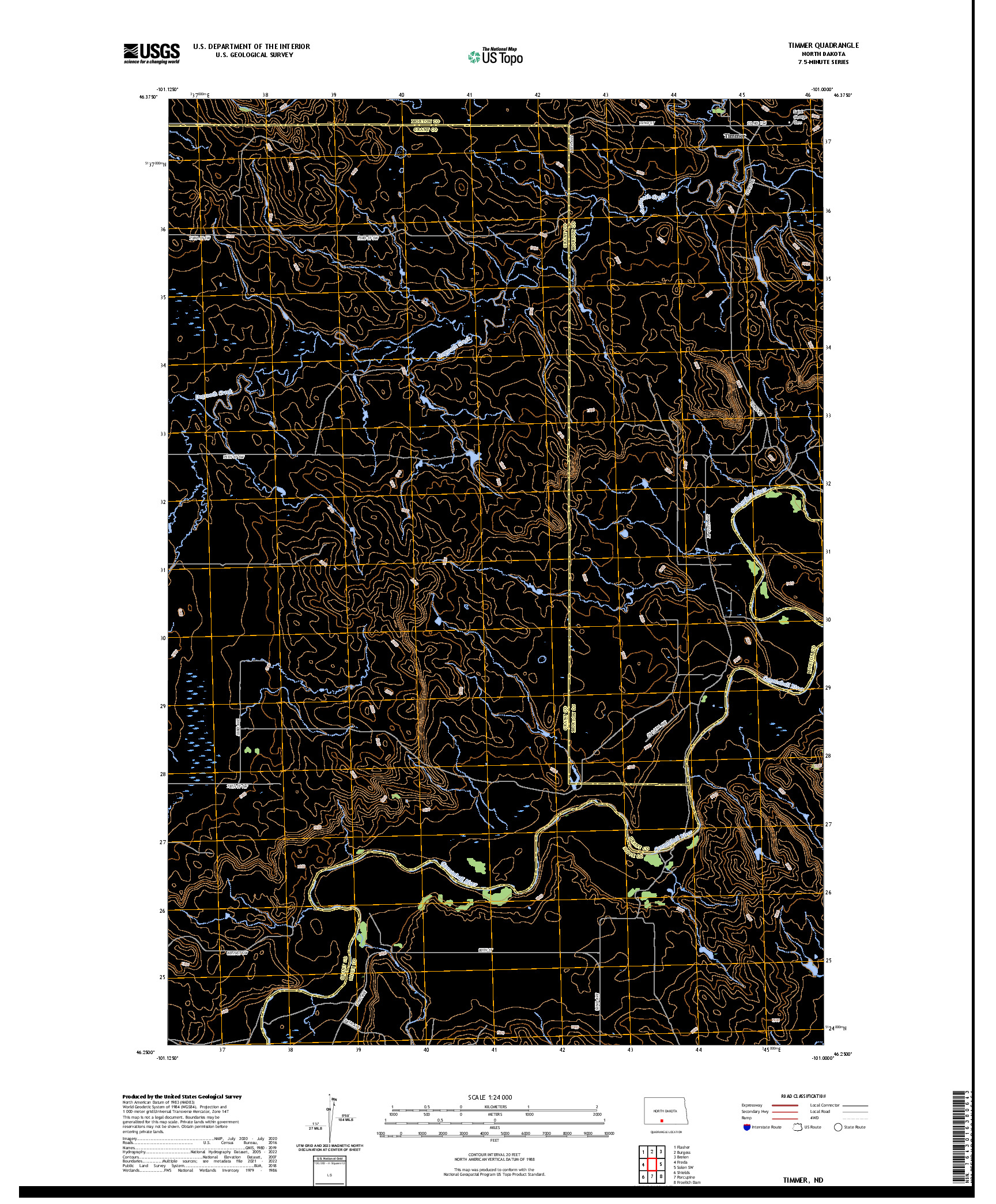 US TOPO 7.5-MINUTE MAP FOR TIMMER, ND