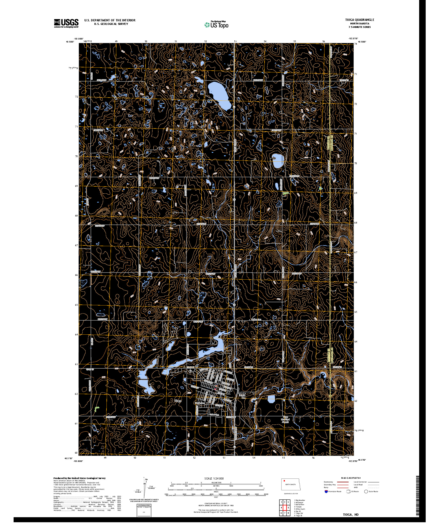 US TOPO 7.5-MINUTE MAP FOR TIOGA, ND